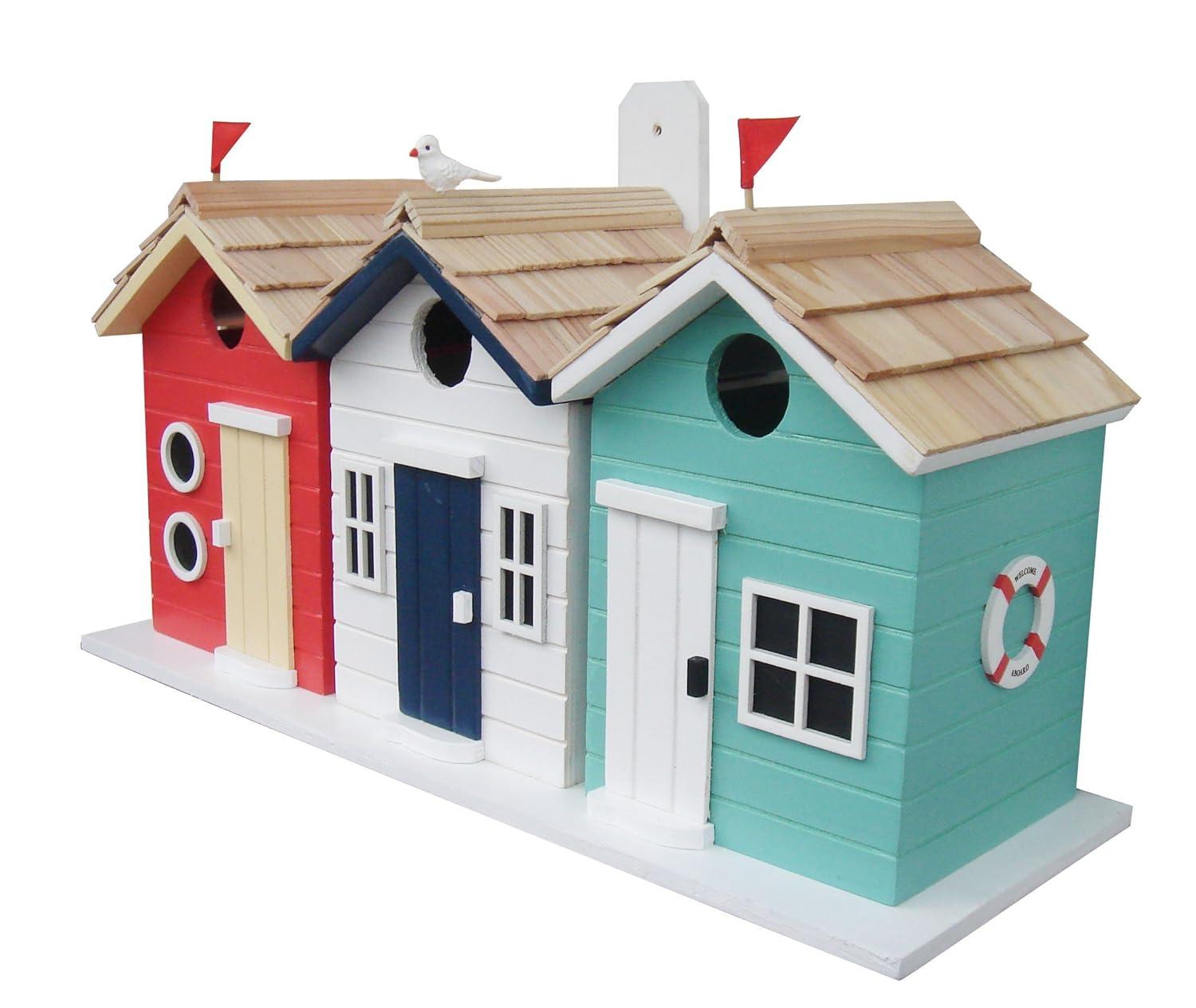 Home Bazaar Birds of a Feather Series Brighton Beach Huts 8.5 in x 17 in x 6 in Birdhouse