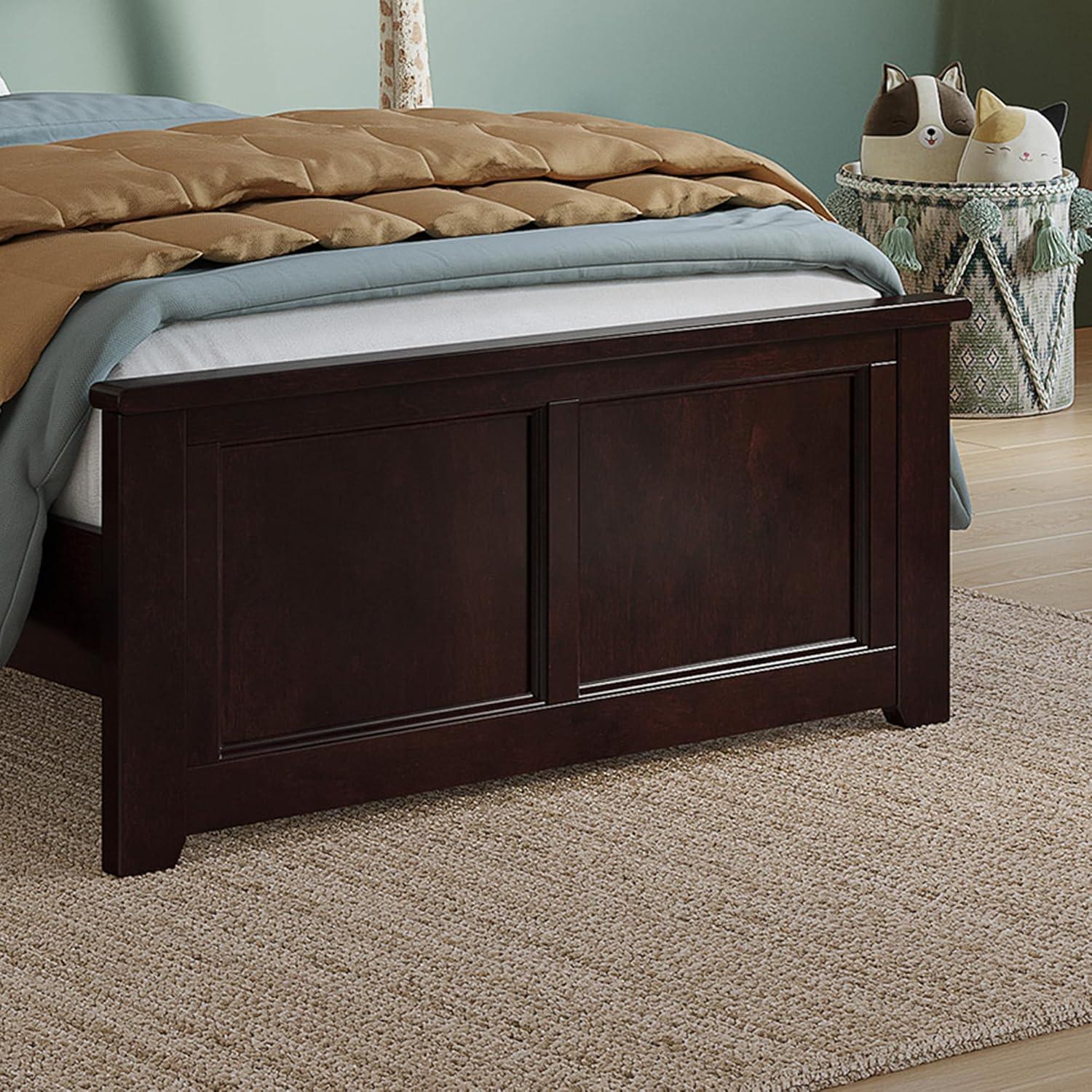 AFI Charlotte Cama con Plataforma de Perfil Bajo de Madera Maciza con Pie de Cama a Juego, Espresso