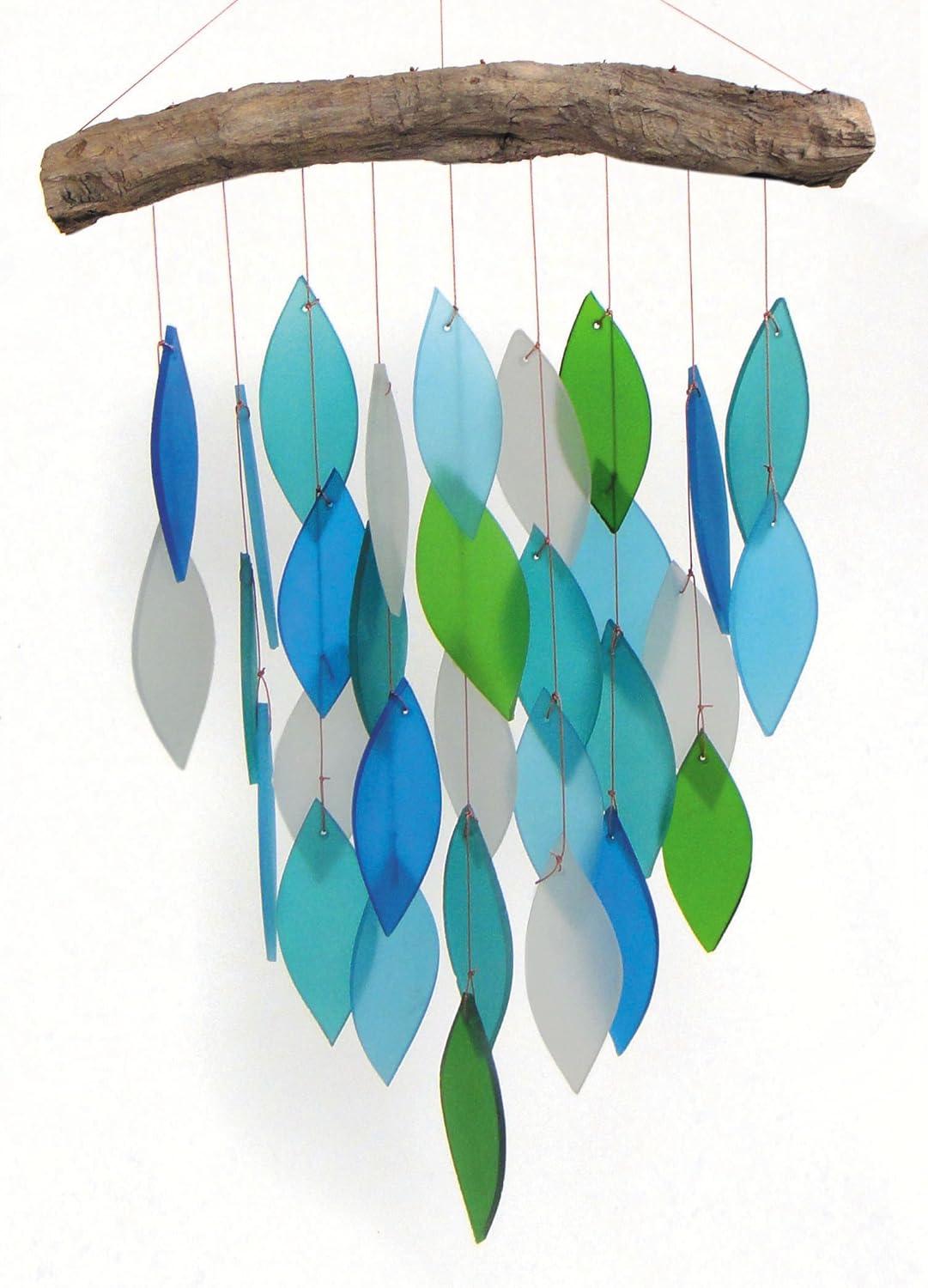 Ocean Waterfall Driftwood and Glass Wind Chime