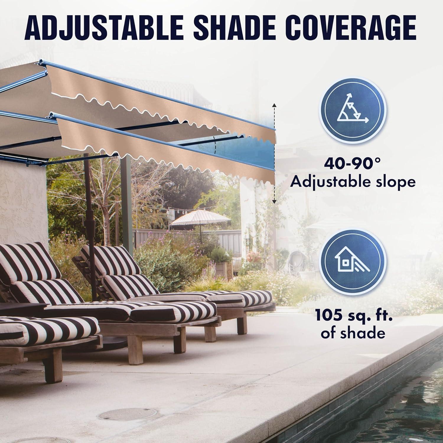 Motorized Retractable Patio Awning- Black Frame