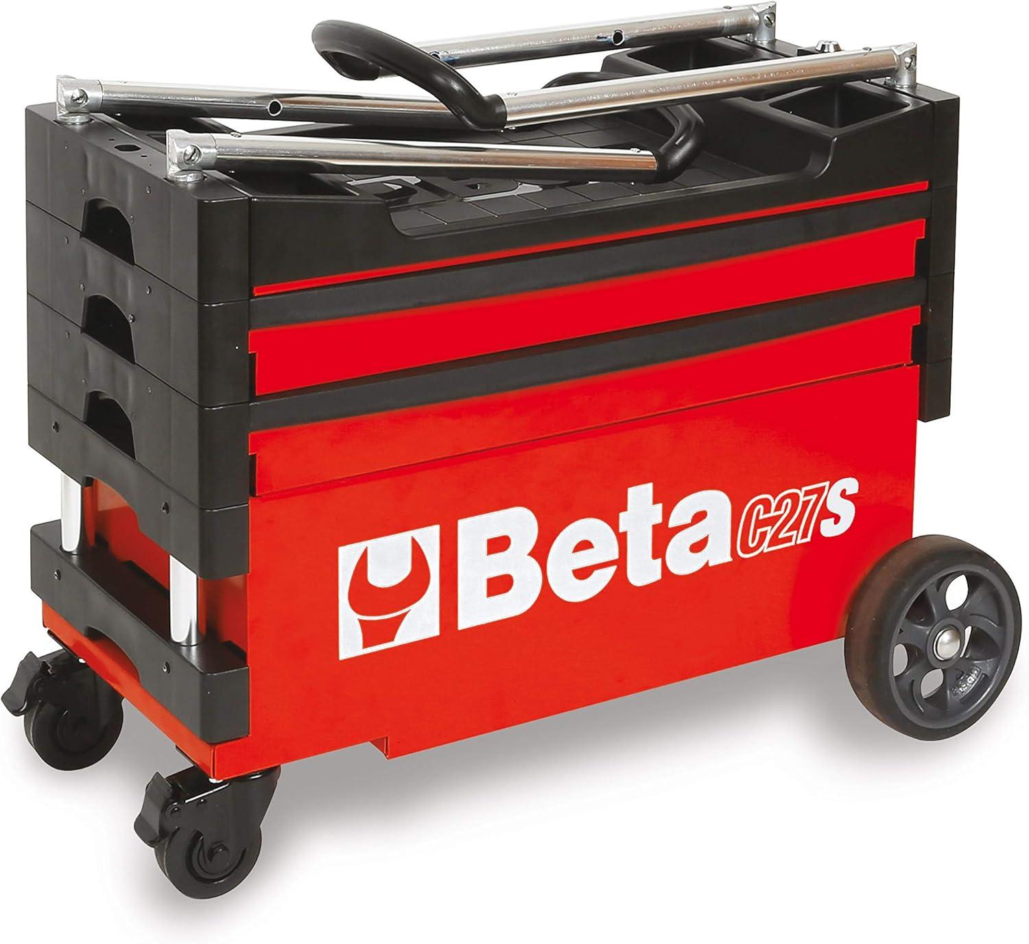 Beta Beta C27S Collapsible Tool Cart, 4” Steering Casters with Brake, 110 Pound Load Capacity