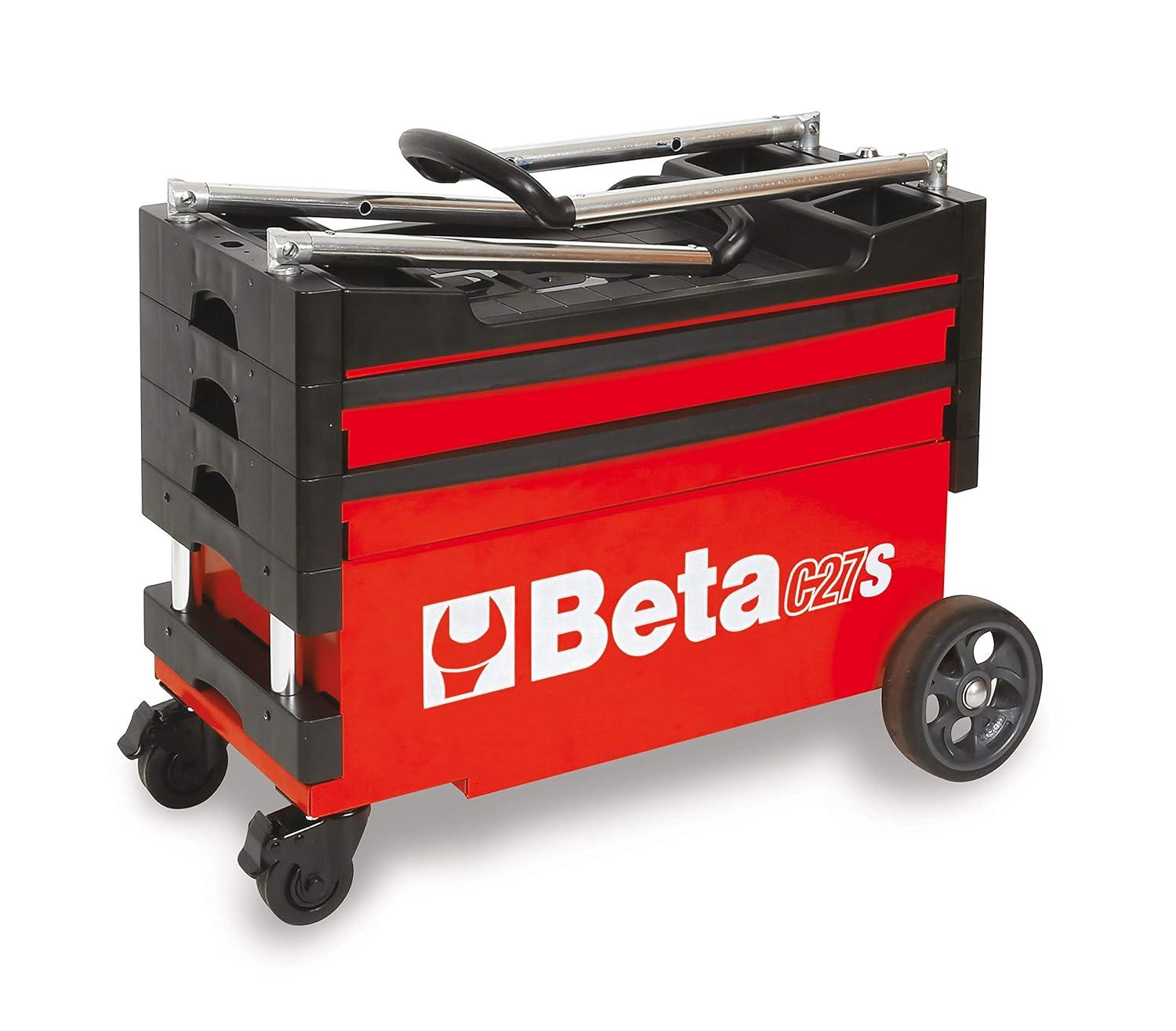 Beta Beta C27S Collapsible Tool Cart, 4” Steering Casters with Brake, 110 Pound Load Capacity
