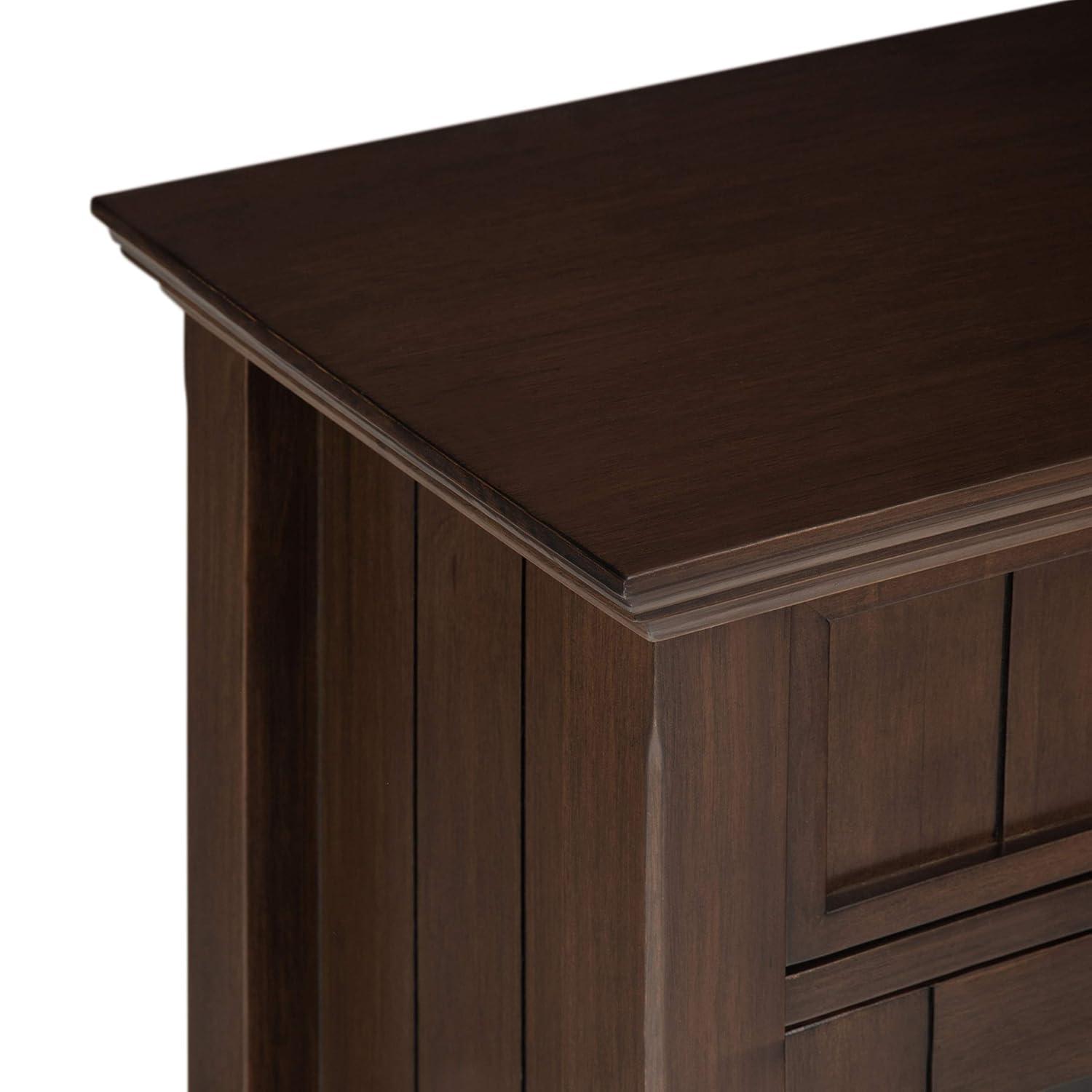 Simpli Home Acadian 36"W Solid Wood 2-Shelf Entryway Storage Cabinet with Glass Doors and 2 Drawers