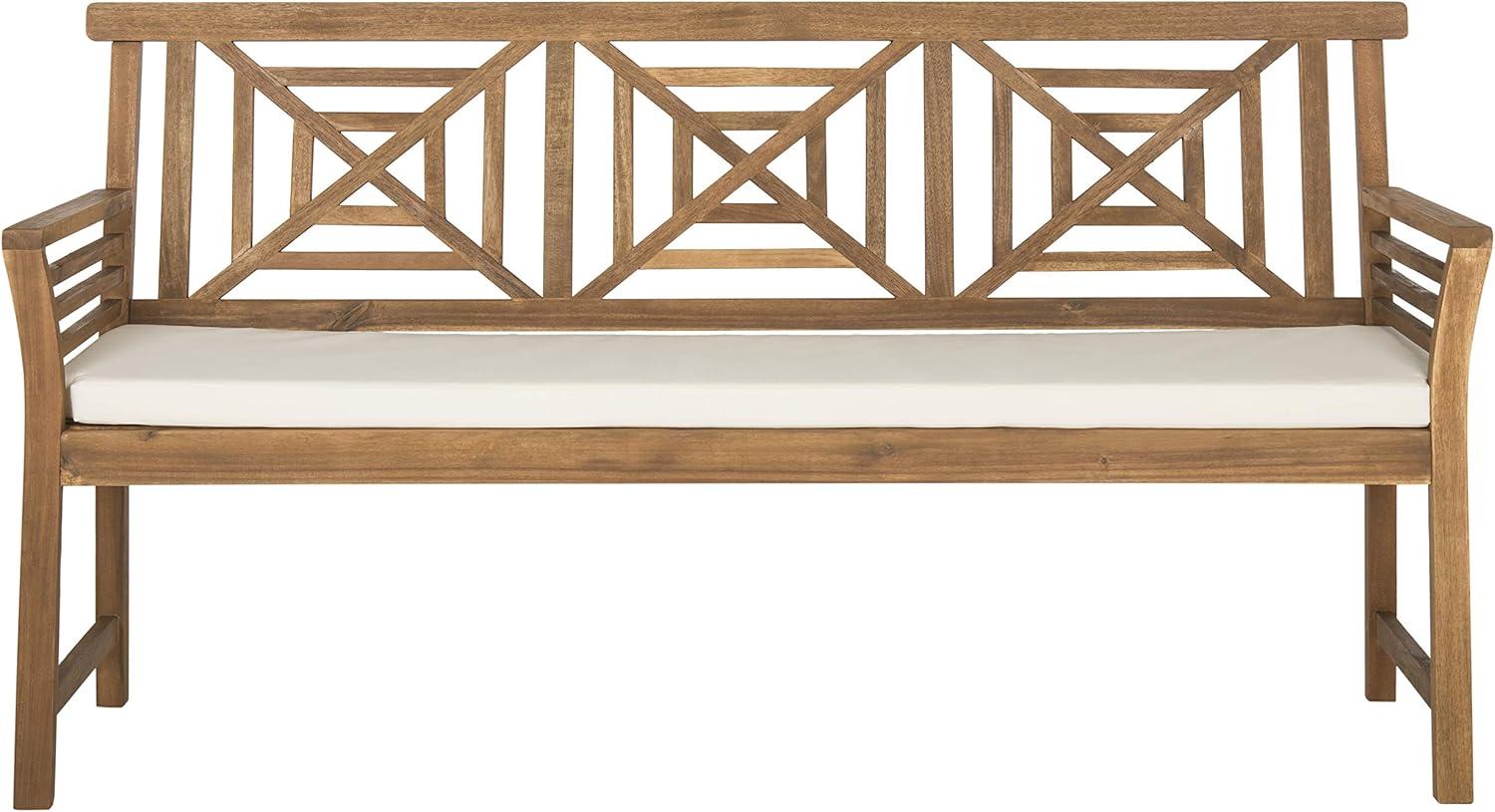 Del Mar 3 Seat Bench - Outdoor - PAT6737 - Natural/Beige - Safavieh