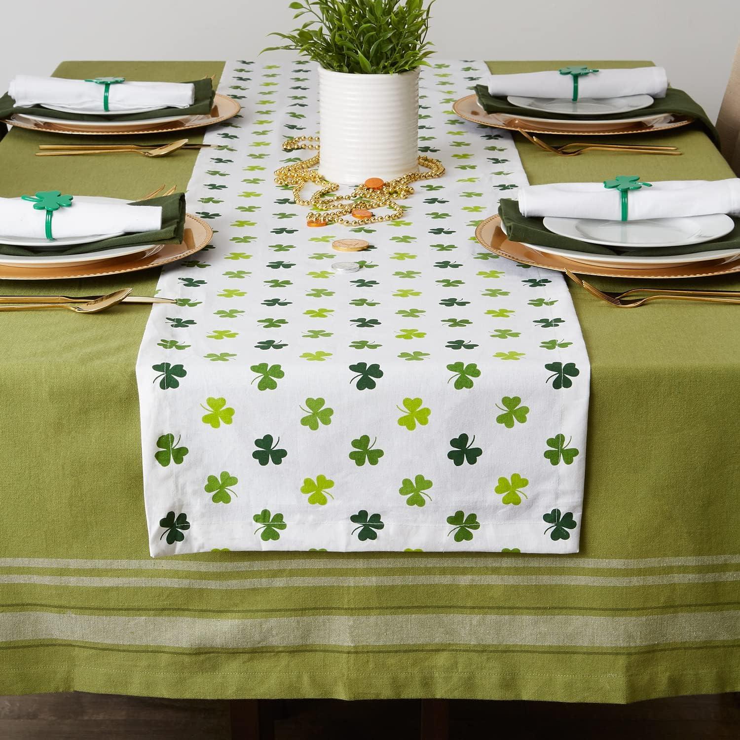 Shamrock Print Cotton Polyester Table Runner 14x108"