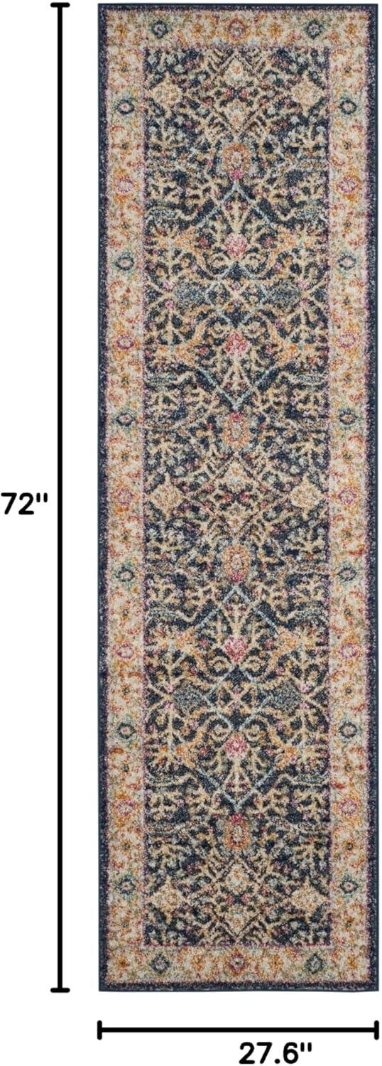 Madison MAD612 Power Loomed Indoor Runner Rug - Navy/Creme - 2'3"x6' - Safavieh.