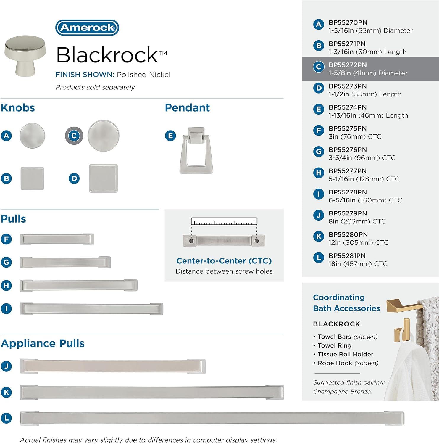 Amerock Blackrock 1-5/8 inch (41mm) Diameter Polished Nickel Cabinet Knob