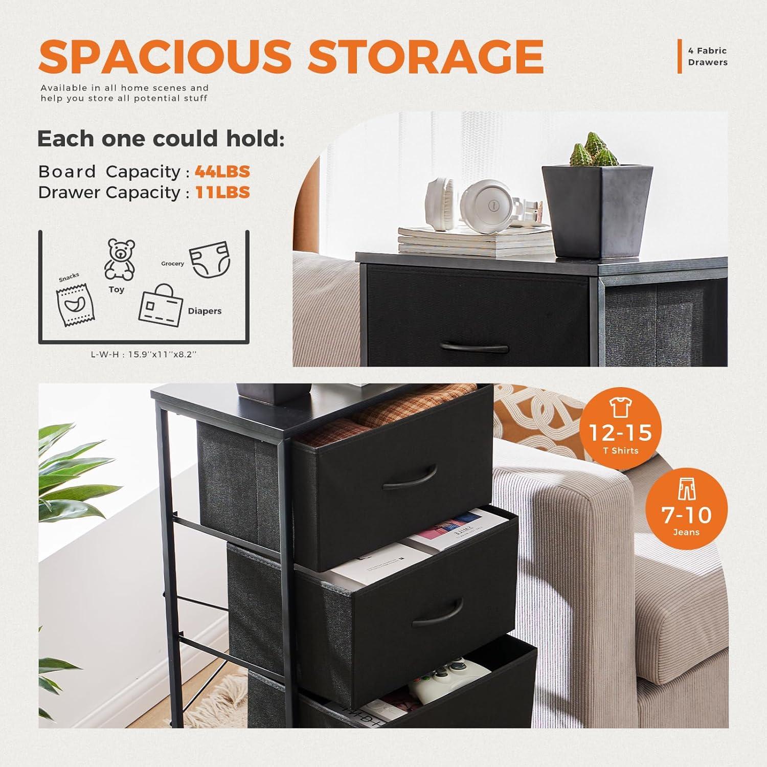 Dresser, Dresser for Bedroom Drawer Organizer Storage Drawers, Fabric Storage Tower with 8 Drawers, Chest of Drawers with Steel Frame, Wood Top for Nursery, Living Room, Closet