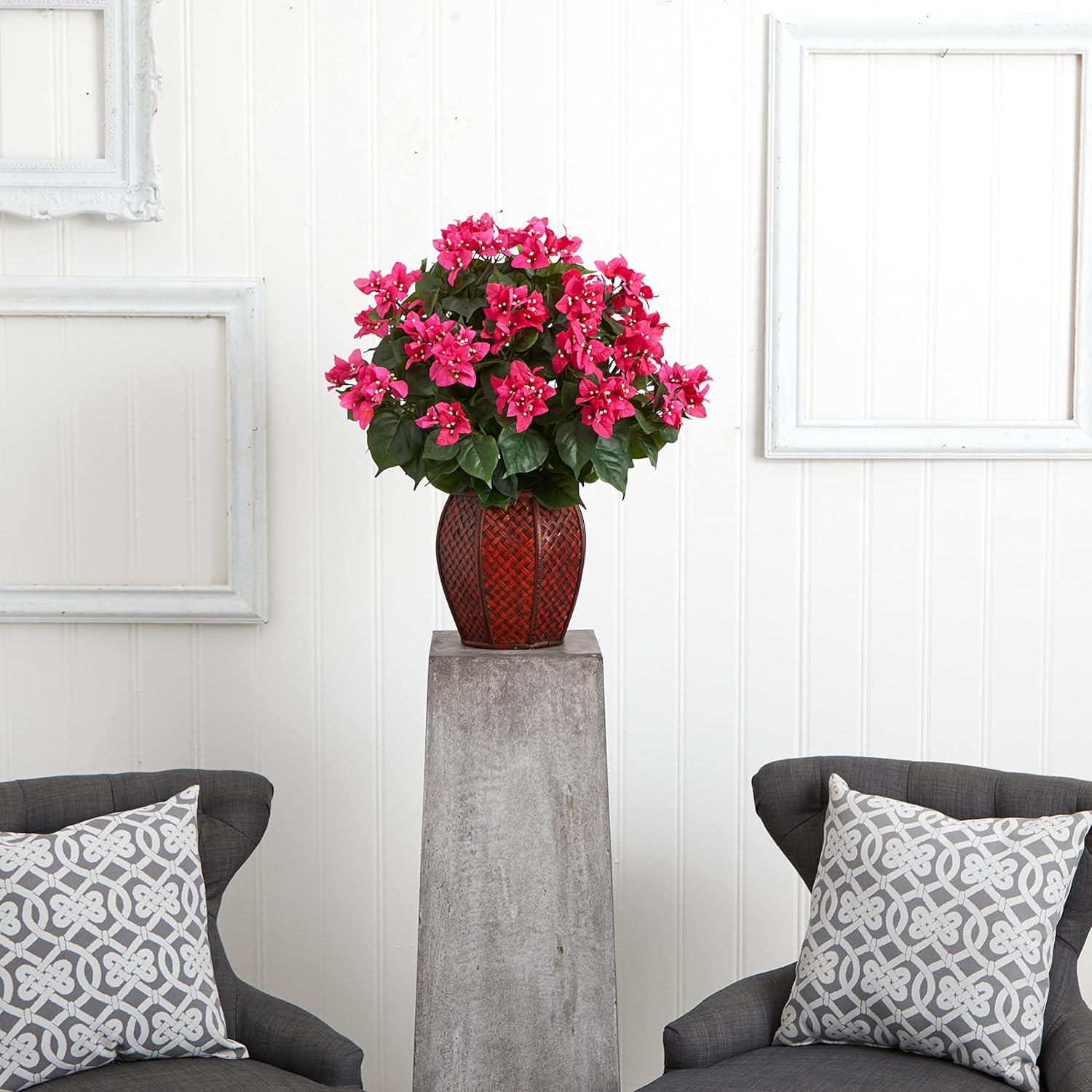 Nearly Natural Bougainvillea with Vase Silk Plant