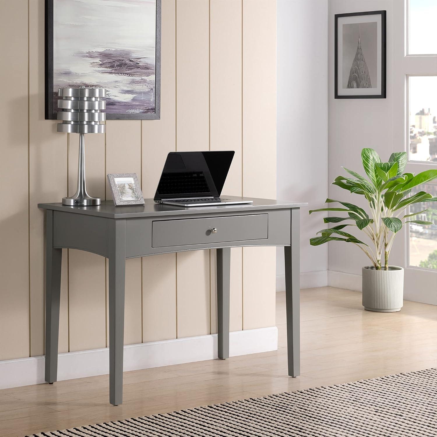 40" Shaker Cottage Desk Gray - Alaterre Furniture: Transitional Style, Pine Frame, Storage Drawer