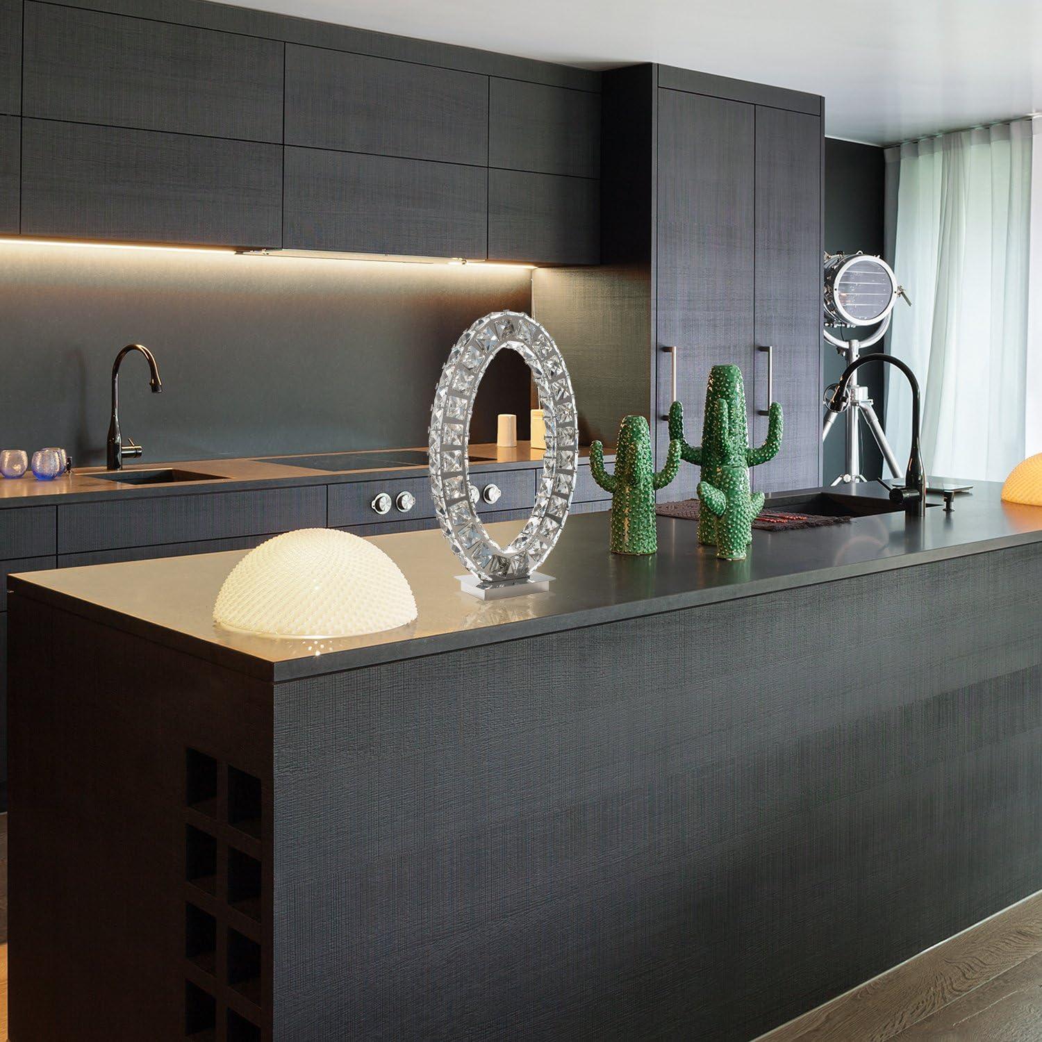 Everly Quinn Everly Quinn Oval Crystal Extravaganza 17.5" Table Lamp // Led Strip