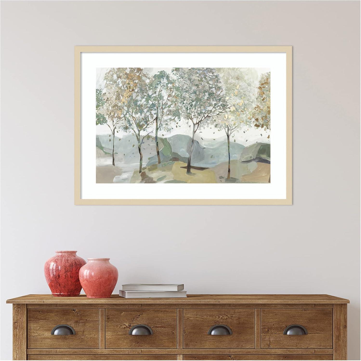 Blue Tree Ridge I Framed Landscape Print in Natural Wood