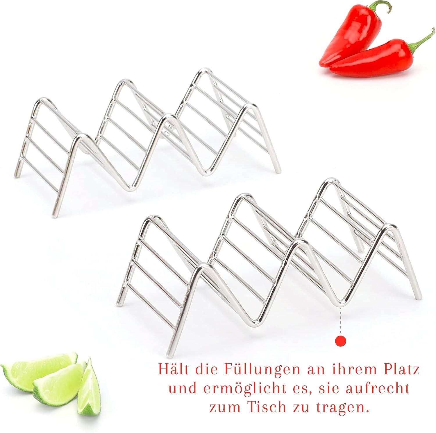 2 Lb Depot Premium Stainless Steel Stackable Taco Holders - Holds 2-5 Hard or Soft Tacos, Five Styles Available - Set of 2