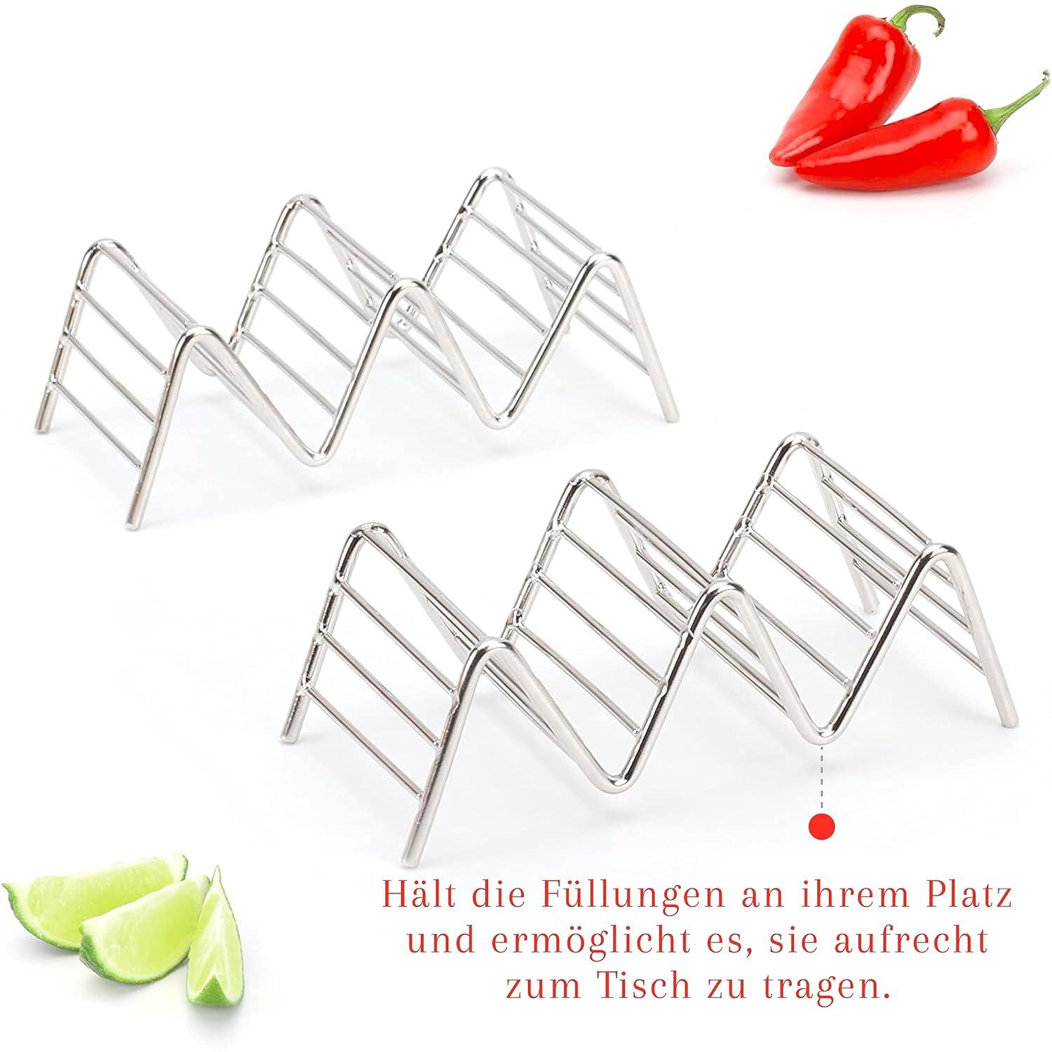 2 Lb Depot Premium Stainless Steel Stackable Taco Holders - Holds 2-5 Hard or Soft Tacos, Five Styles Available - Set of 2