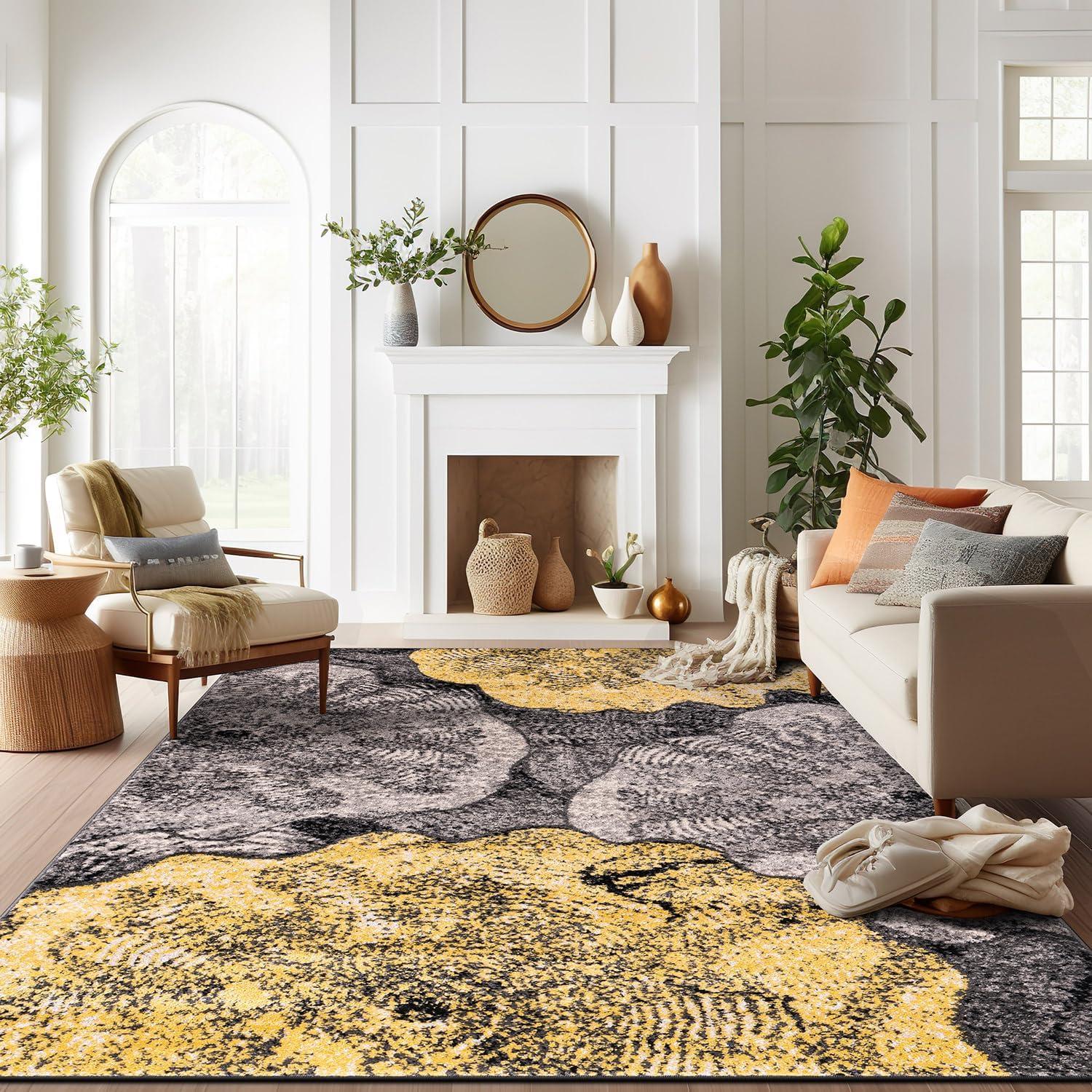 World Rug Gallery Contemporary Floral Design Area Rug - Black 2'x7':  Stain-Resistant,  Low Pile,  Indoor Runner