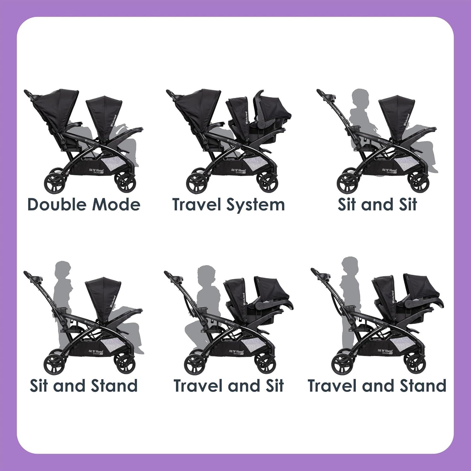 Baby Trend Sit N Stand Double 2.0 Stroller - Dash Gray