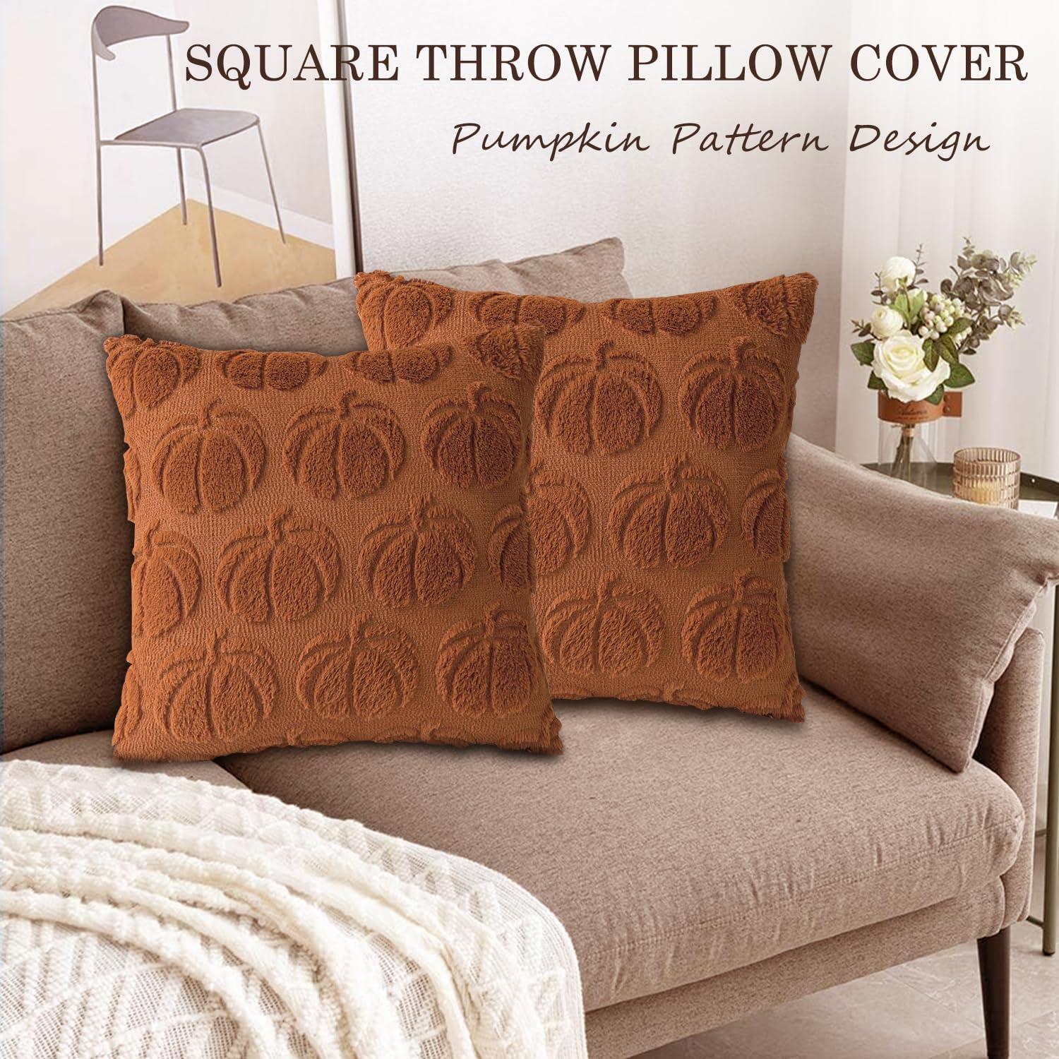 Clearance Deals!Crcmjuhgsa Pillow Case 2pc Pumpkin Fall Decorative Throw Pillow Covers 18"x18" Soft Faux Pillow Covers For Autumn Plush Pillow Cases For Farmhouse Halloween Decor