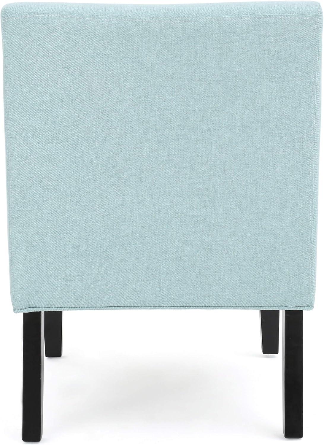 Light Blue Fabric Accent Chair with Rubberwood Legs