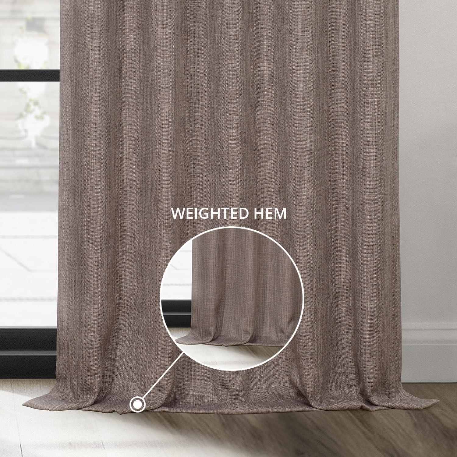 HPD Half Price Drapes Mink Extra Wide Faux Linen Room Darkening Curtains for Bedroom & Living Room Curtains (1 Panel), Door & Window Curtains 84 inch length, Rod Pocket Curtains & drapes, 50W X 108L