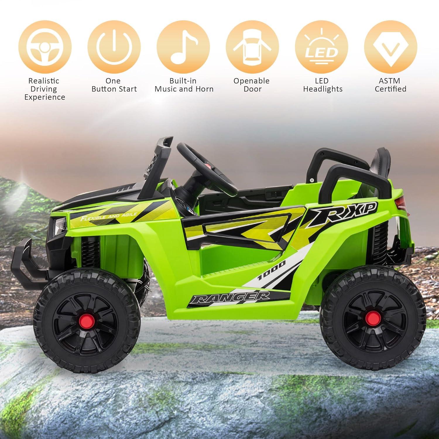 12V Kids Ride On UTV with LED Lights and Horn