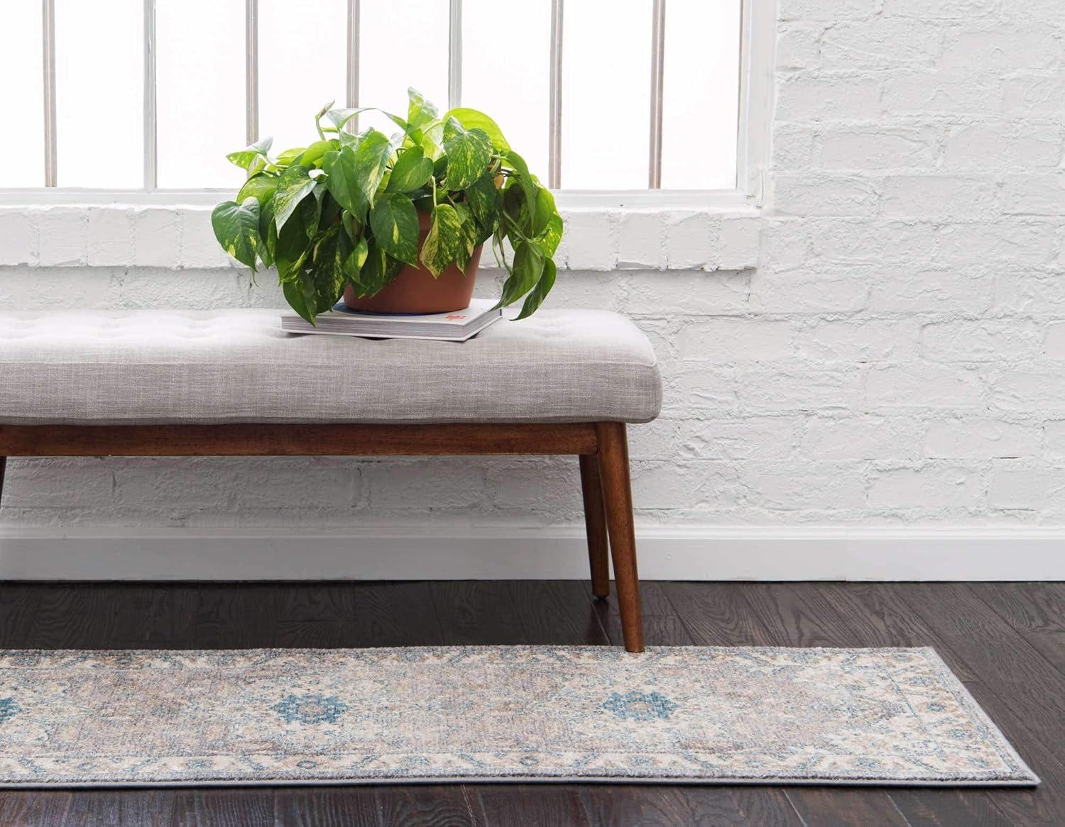 Unique Loom 2' 7 x 10' 0 Runner Gray Salzburg Altstadt Area Rug