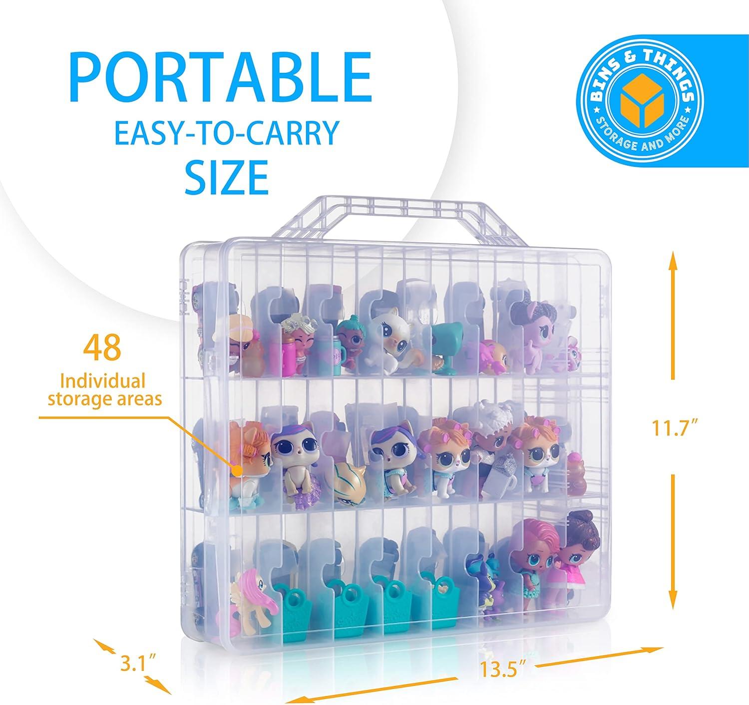 Clear Plastic 48-Compartment Kids Toy Organizer Case