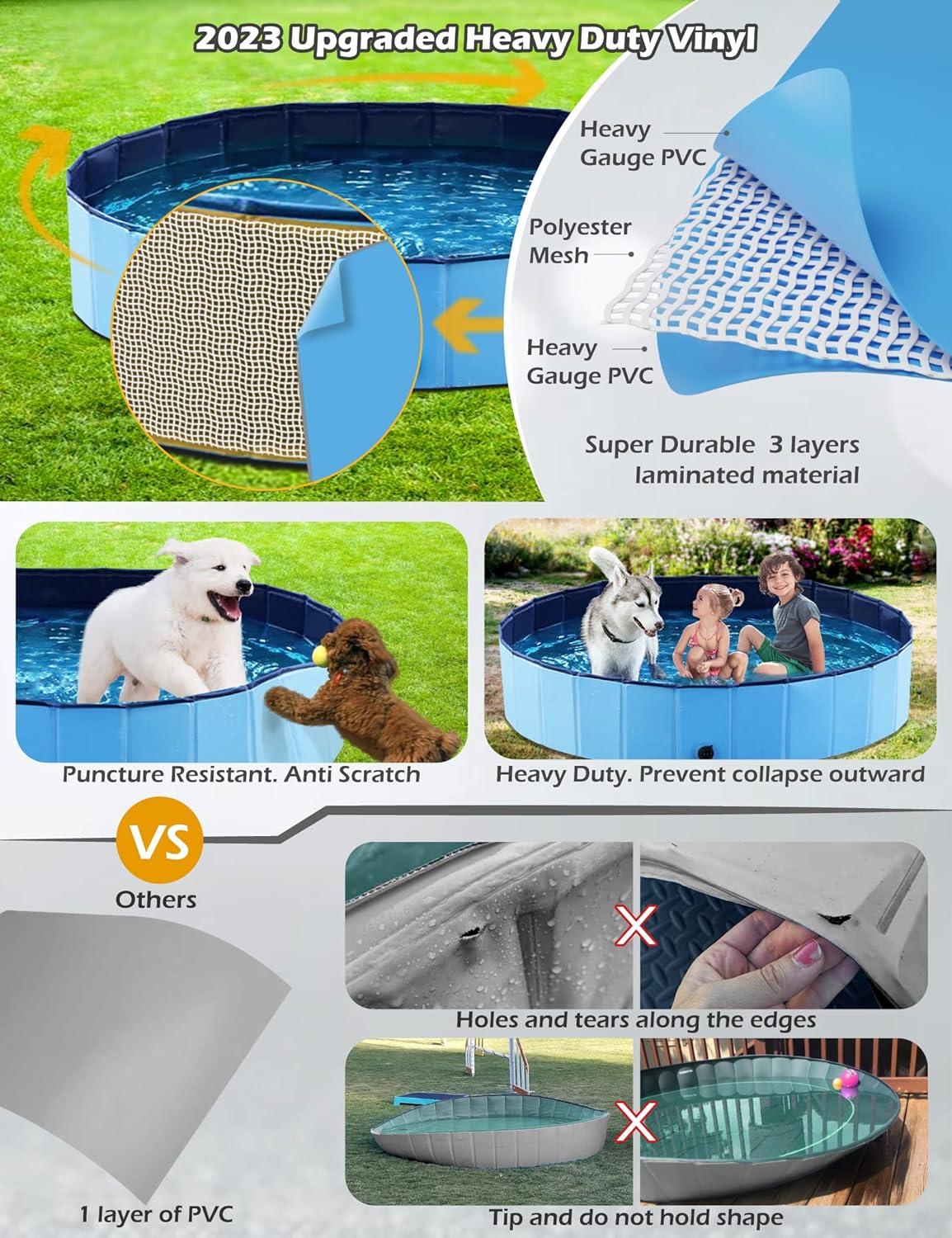 Jasonwell Foldable Dog Pet Bath Pool Collapsible Dog Pet Pool Kiddie Pool for Dogs Cats Kids (32x8in)