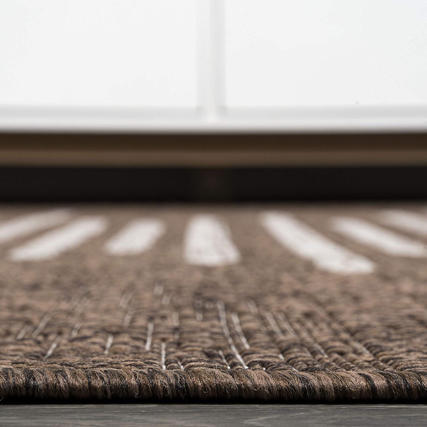 8'x10' Zolak Berber Stripe Geometric Indoor/Outdoor Area Rug, Brown/Beige - JONATHAN Y