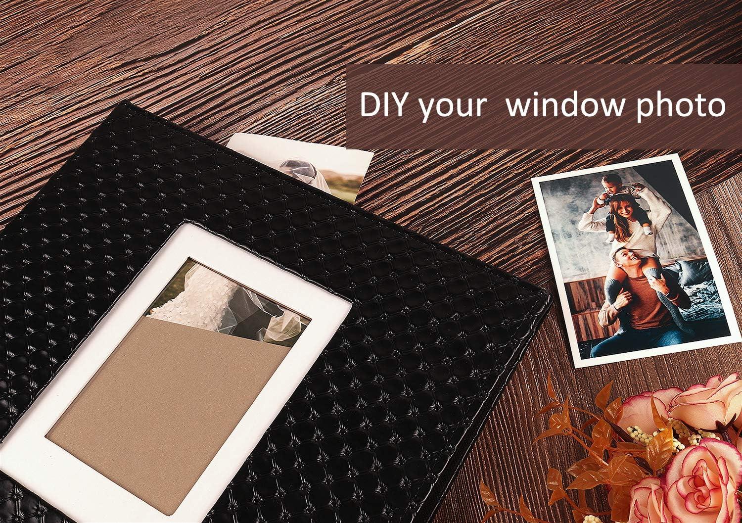 RECUTMS 60 Pages Picture Album Self Adhesive 4x6 5x7 8x10 Leather Cover DIY Magnetic Scrapbook Suitable Family Wedding Picture Albums Photo (Red Wine)