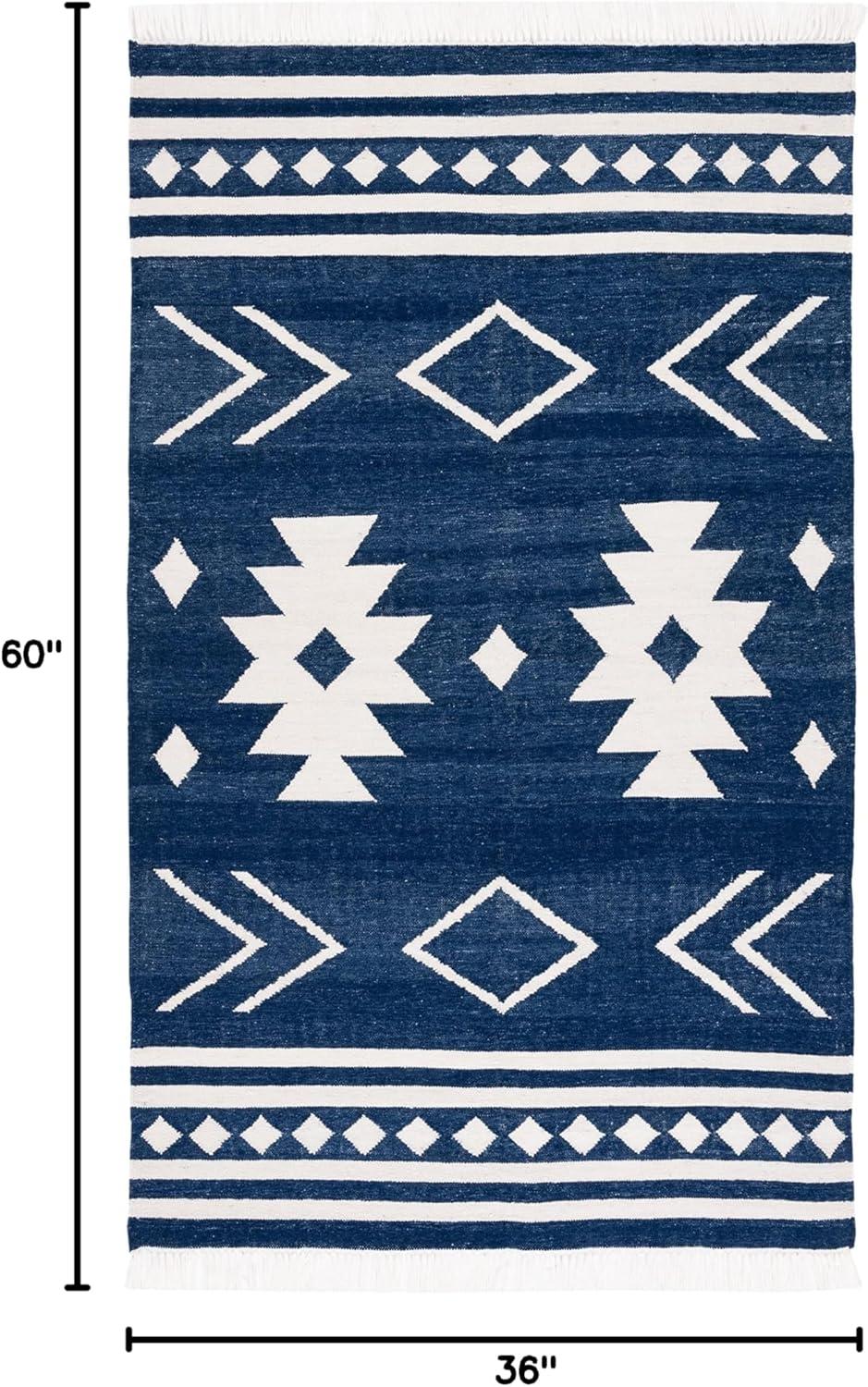 Kilim KLM764 Hand Woven Area Rug - Navy/Ivory - 3'x5' - Safavieh.