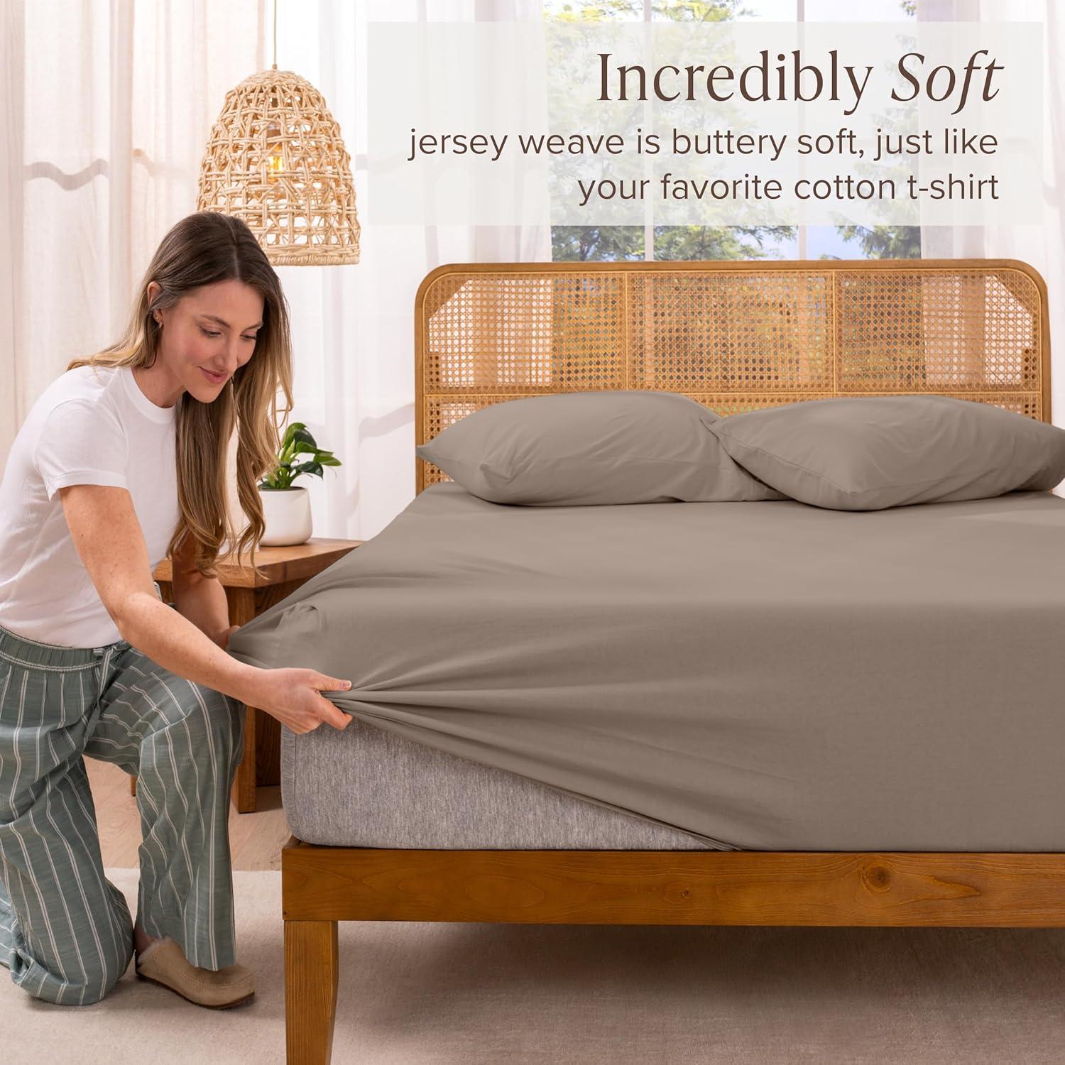 Bare Home Organic 100% Cotton Jersey Knit Fitted Sheet