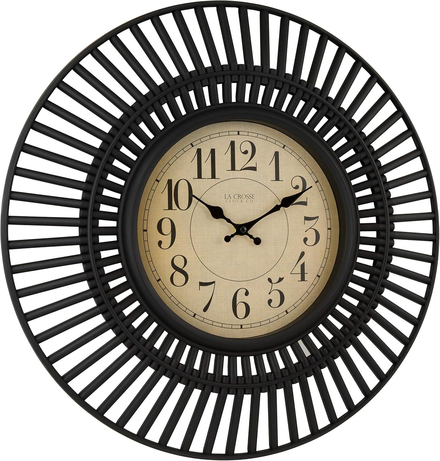 Covington 20-Inch Black Plastic Round Quartz Wall Clock