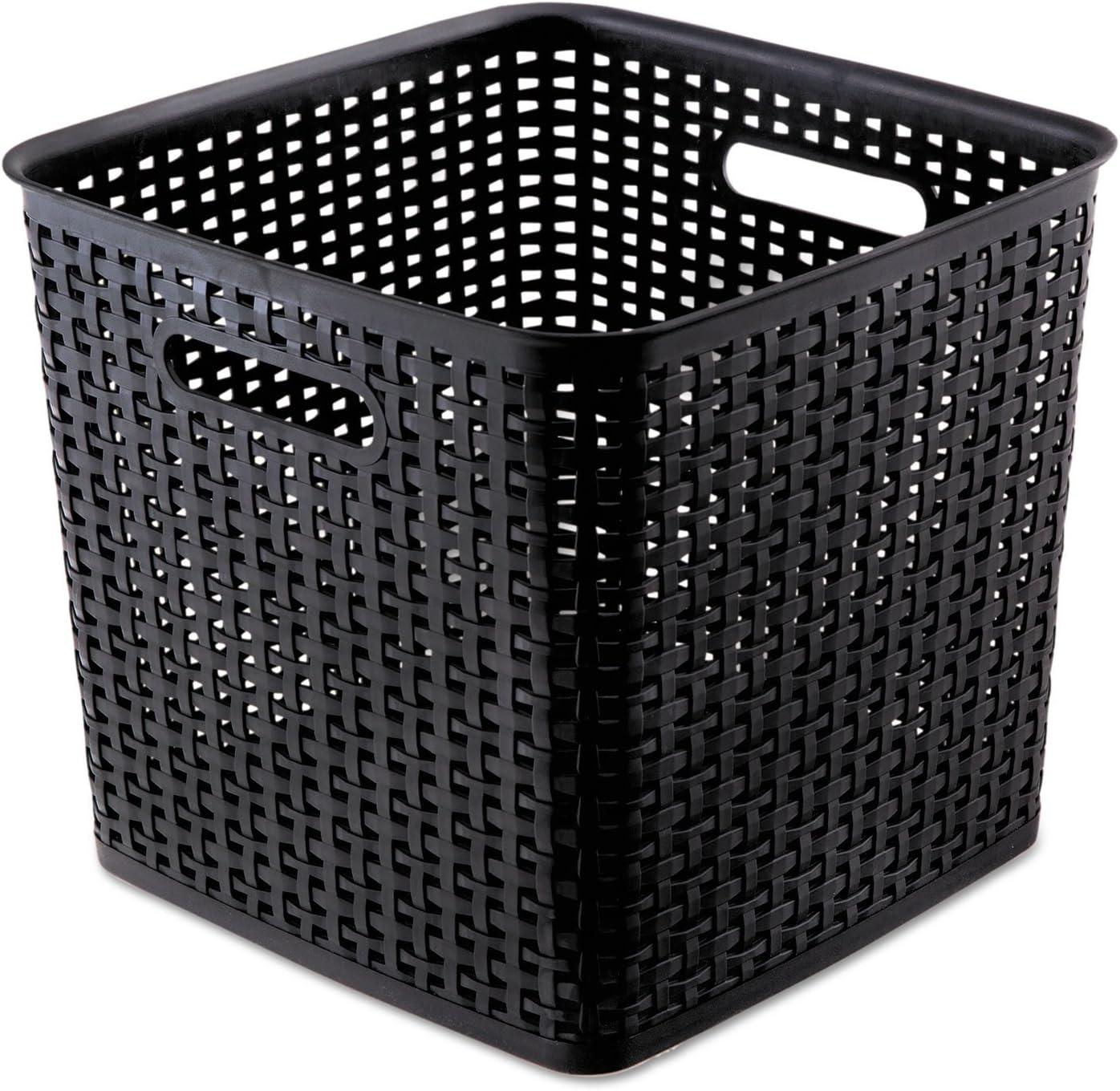 Advantus Plastic Weave Bin Extra Large 12.5" x 12.5" x 11.13" Black 2/Pack 40376