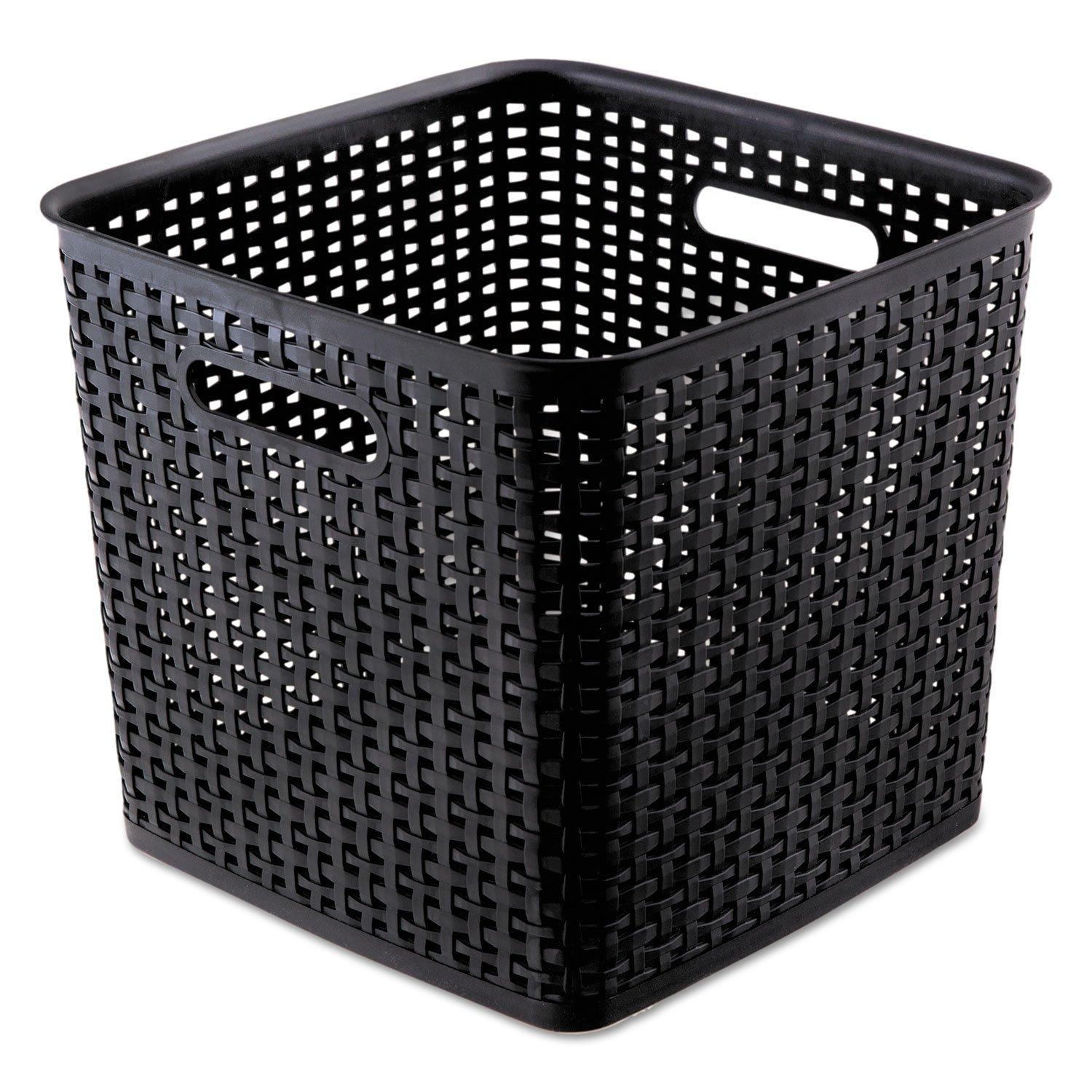Advantus Plastic Weave Bin Extra Large 12.5" x 12.5" x 11.13" Black 2/Pack 40376