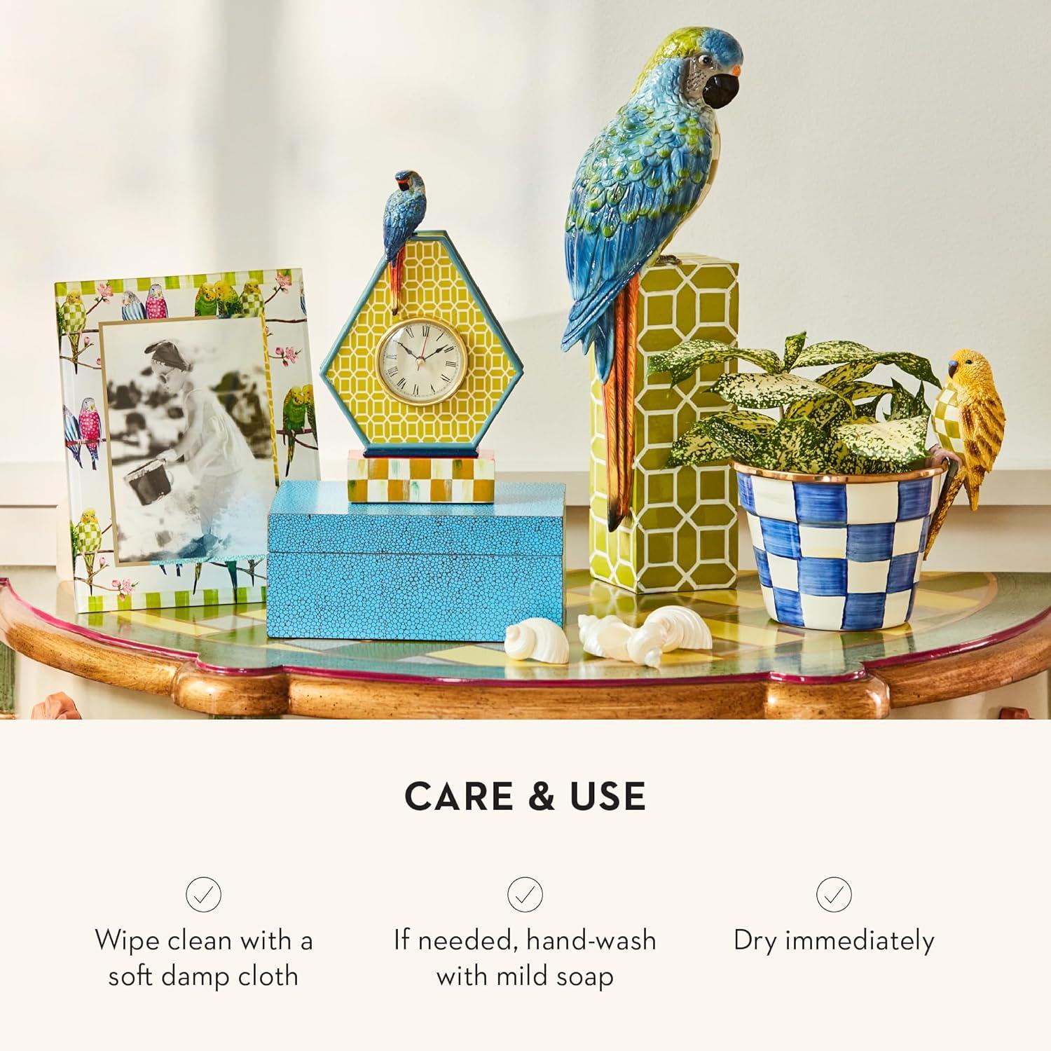 Small Blue and White Painted Enamel Garden Pot