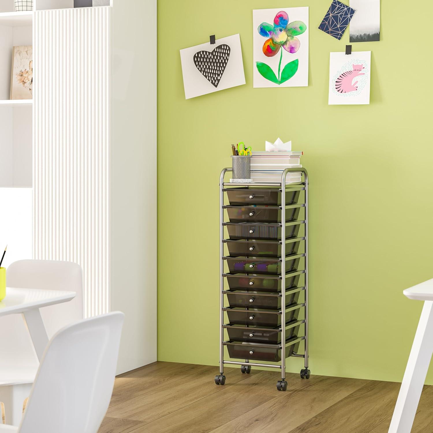 10-Drawer Organizer Cart, Black by Seville Classics
