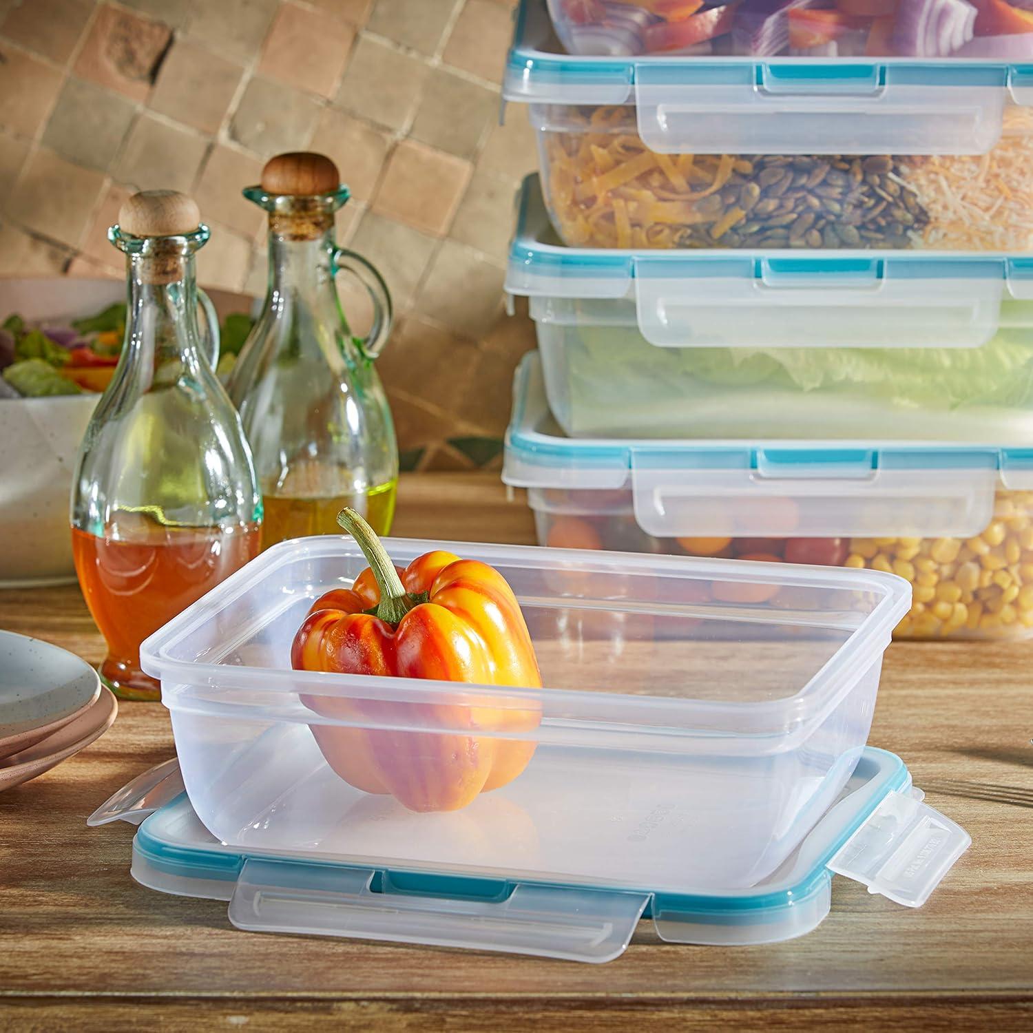 Clear Rectangular Plastic Meal Prep Containers with Latch Lids, 10-Piece Set