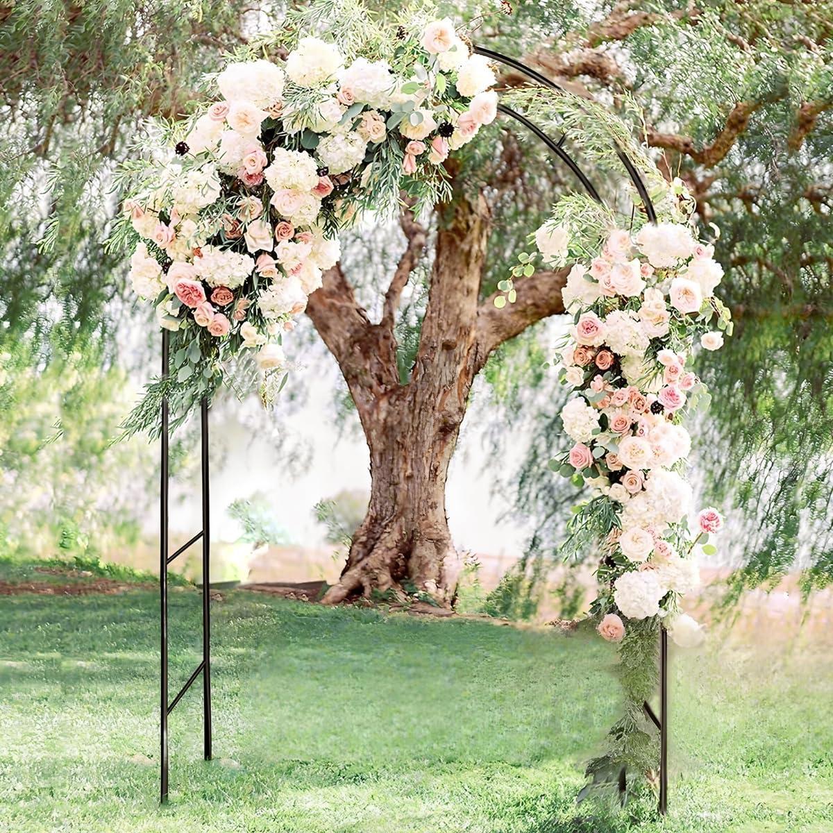 Metal Pergola Arbor,4.6 Feet Wide x7.9 Feet High Assemble Freely for Various Climbing Plant Wedding Garden Arch Bridal Party Decoration Wide Arbor