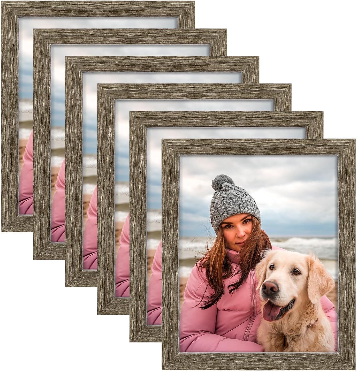 Brown 8x10 Classic Wall Picture Frames Set of 6