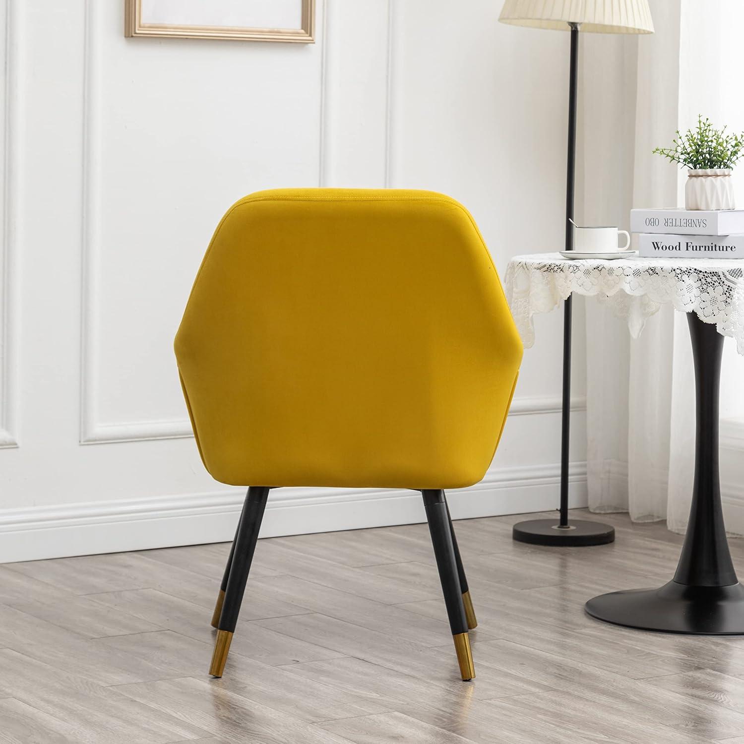 Roundhill Furniture Tuchico Contemporary Velvet Upholstered Accent Chair, Yellow