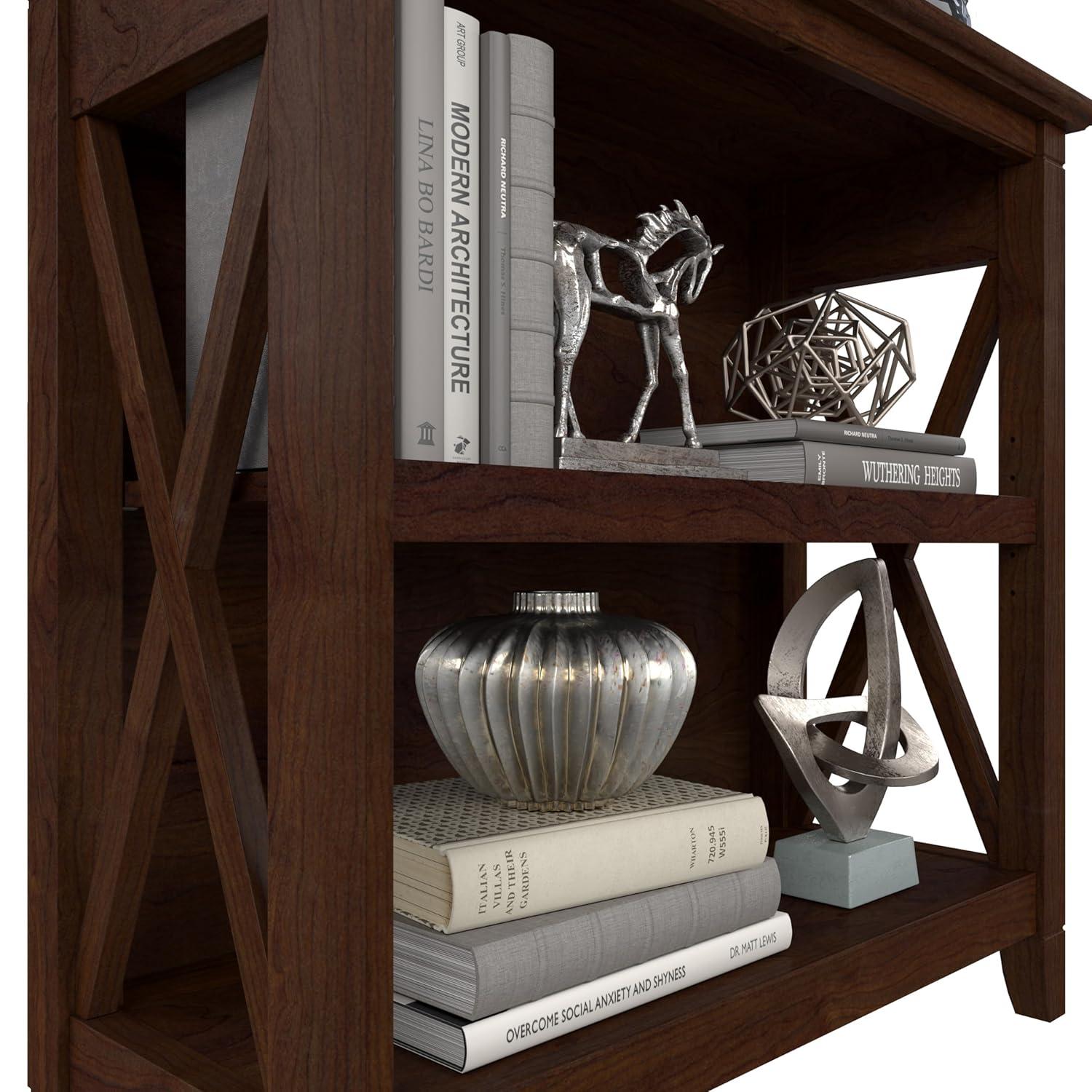 Key West Small 2 Shelf Bookcase in Bing Cherry - Engineered Wood