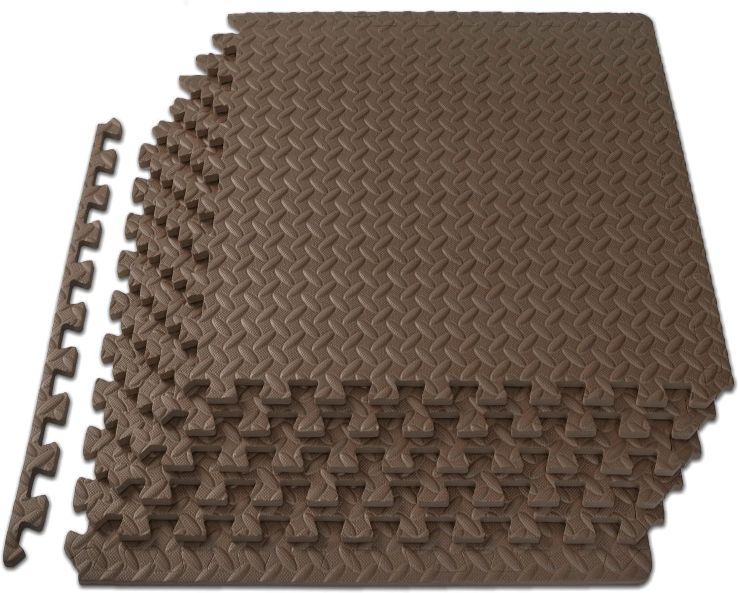 ProsourceFit Exercise Puzzle Mat 1/2-in, Brown, 24 Sq Ft - 6 Tiles