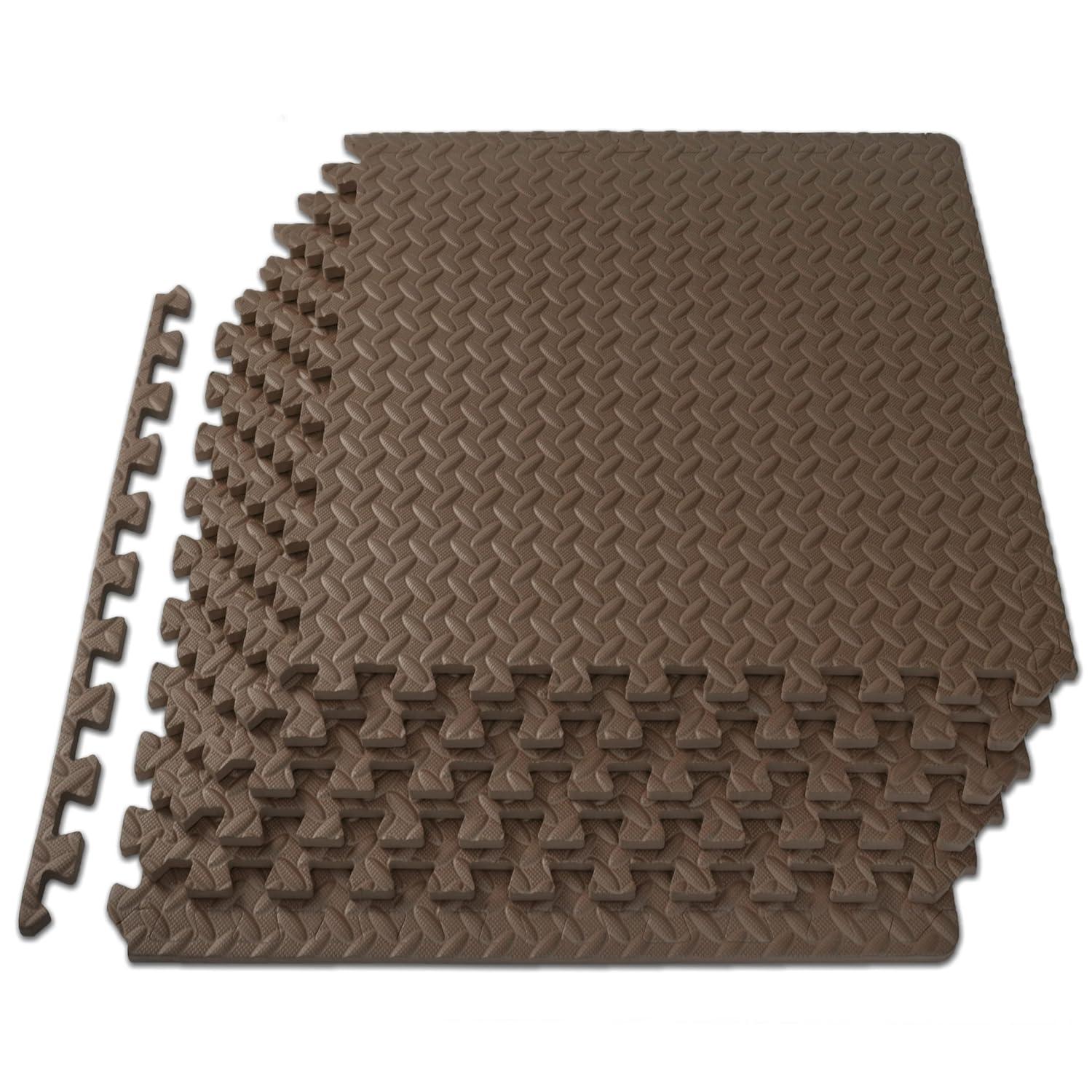 ProsourceFit Exercise Puzzle Mat 1/2-in, Brown, 24 Sq Ft - 6 Tiles