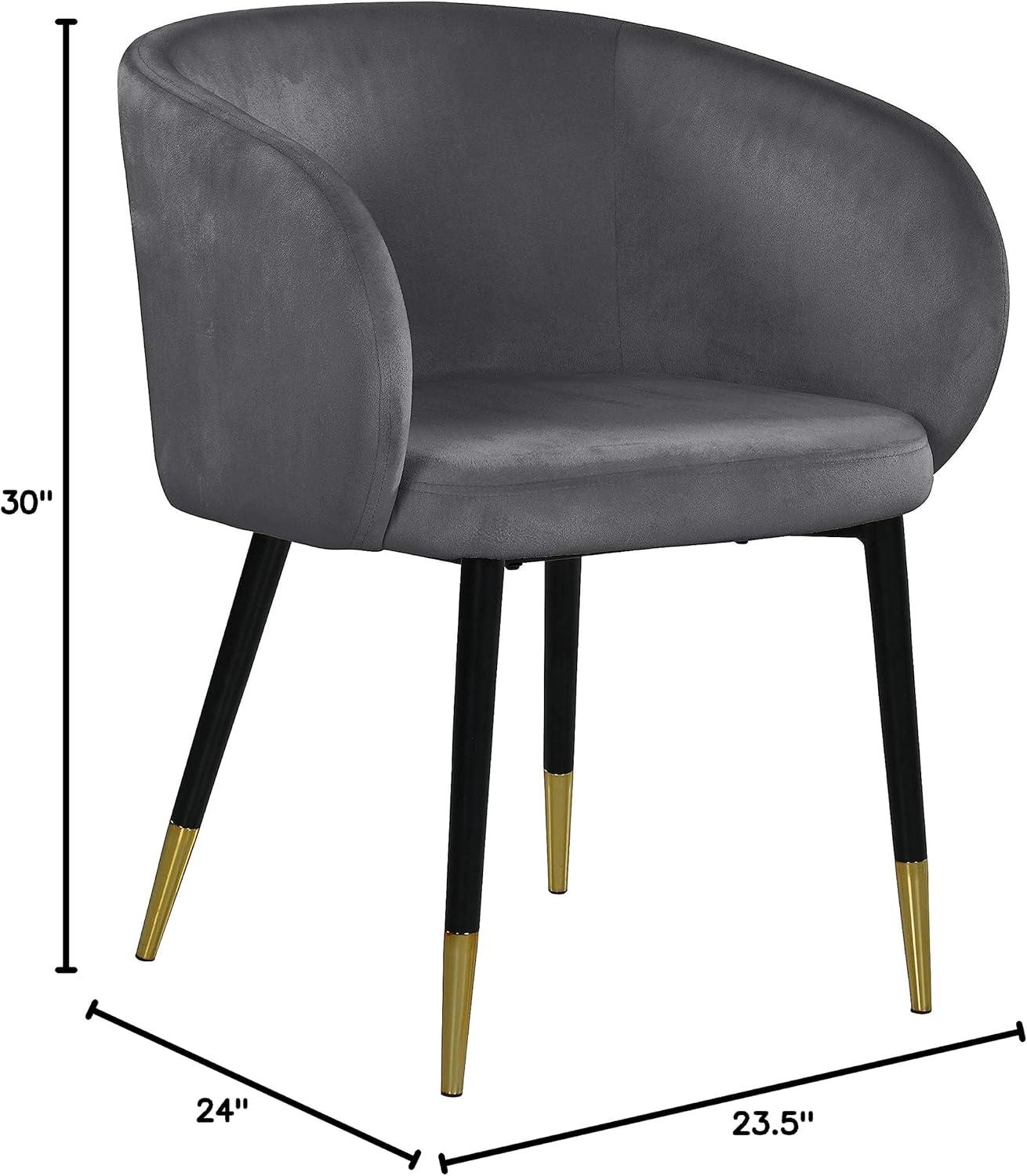 Meridian Furniture Louise Velvet Dining Chair in Gray