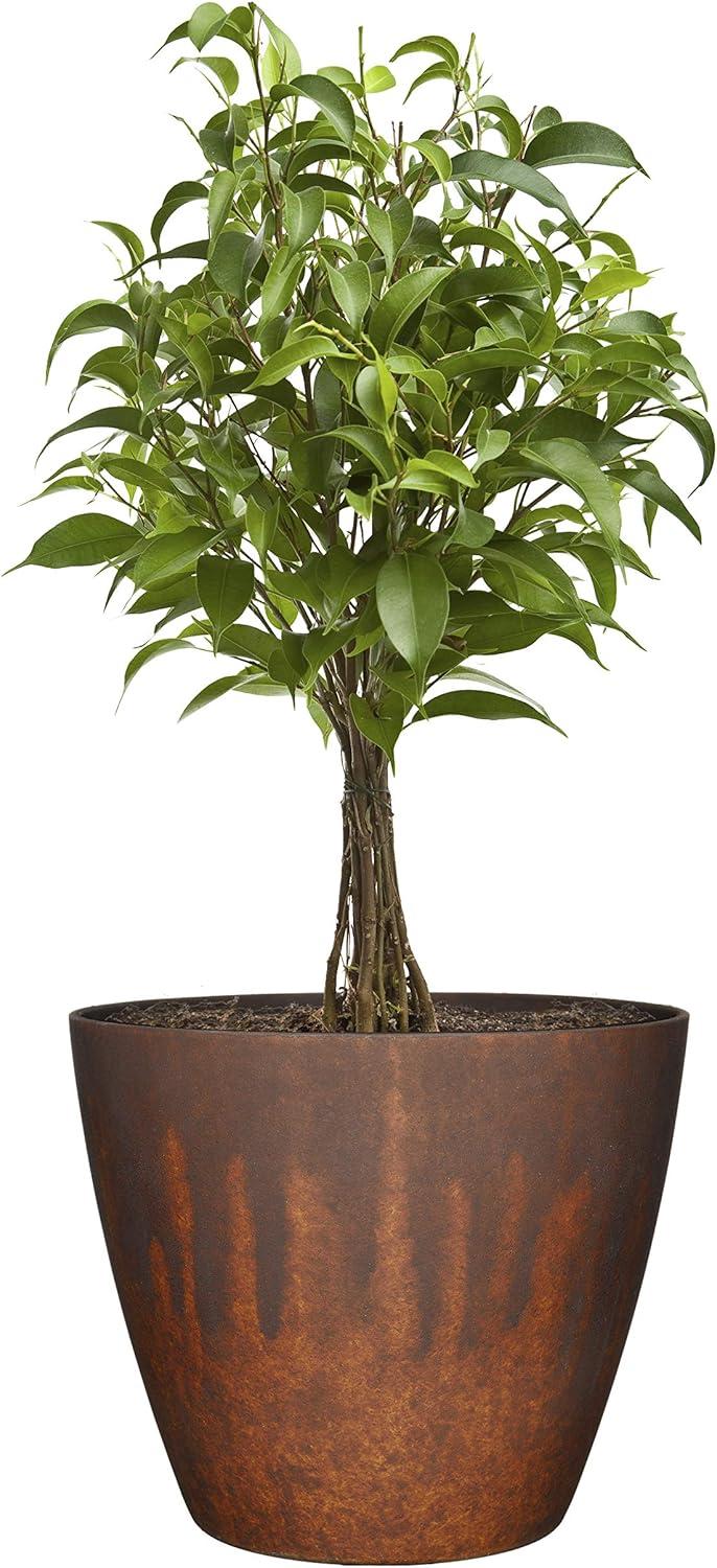 Burnished Rust 8" Round Resin Indoor/Outdoor Planter