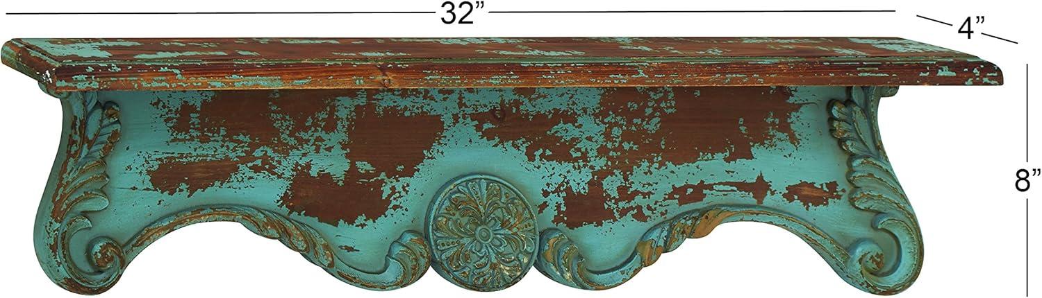 Ophelia & Co. Wood 1 Shelf Scroll Blue Wall Shelf
