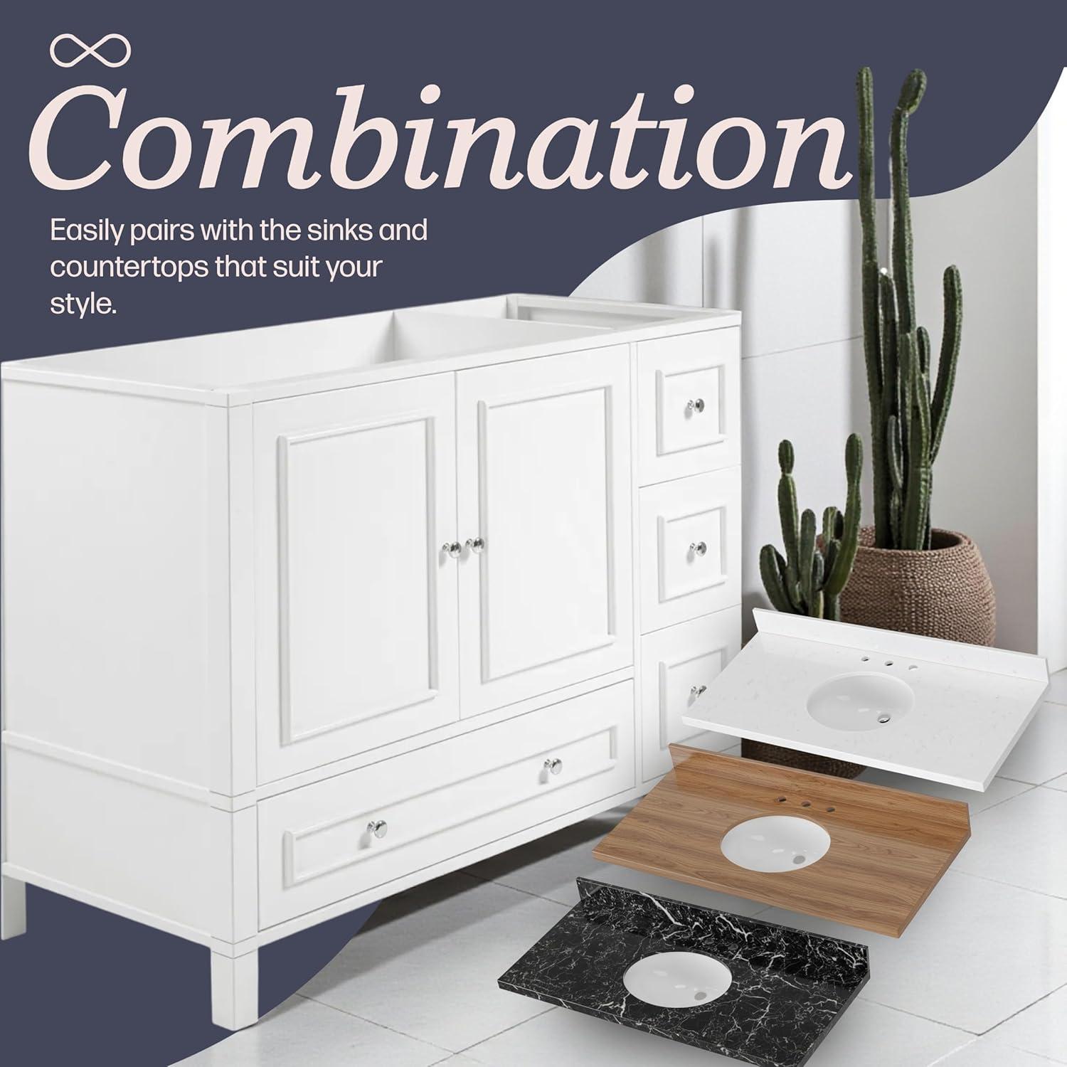 Williamsburg 48 Inch Bathroom Vanity, Freestanding Cabinet Without Sink, Large Wood Vanity with Soft-Close Doors