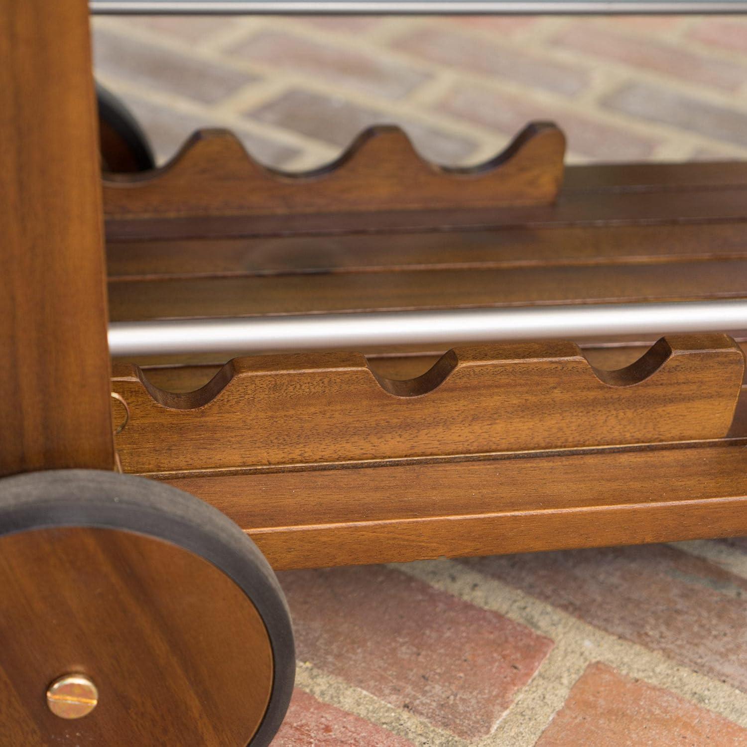 Cynthia Farmhouse Wooden Bar Cart Dark Oak Brown - Christopher Knight Home