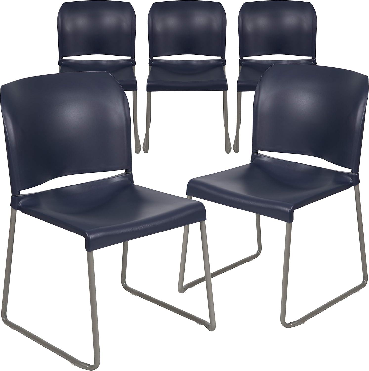 Flash Furniture Brielle Contoured Sled Base Stackable Waiting Room Chairs (Set of 5)