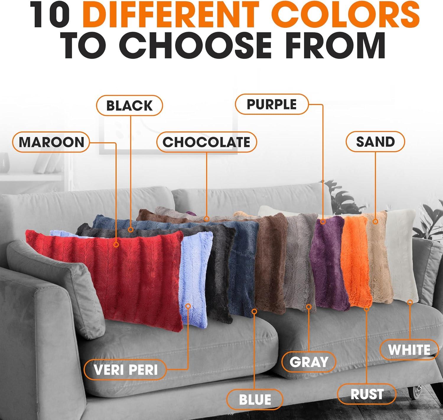 Cheer Collection Faux Fur Throw Pillow (Set of 2)